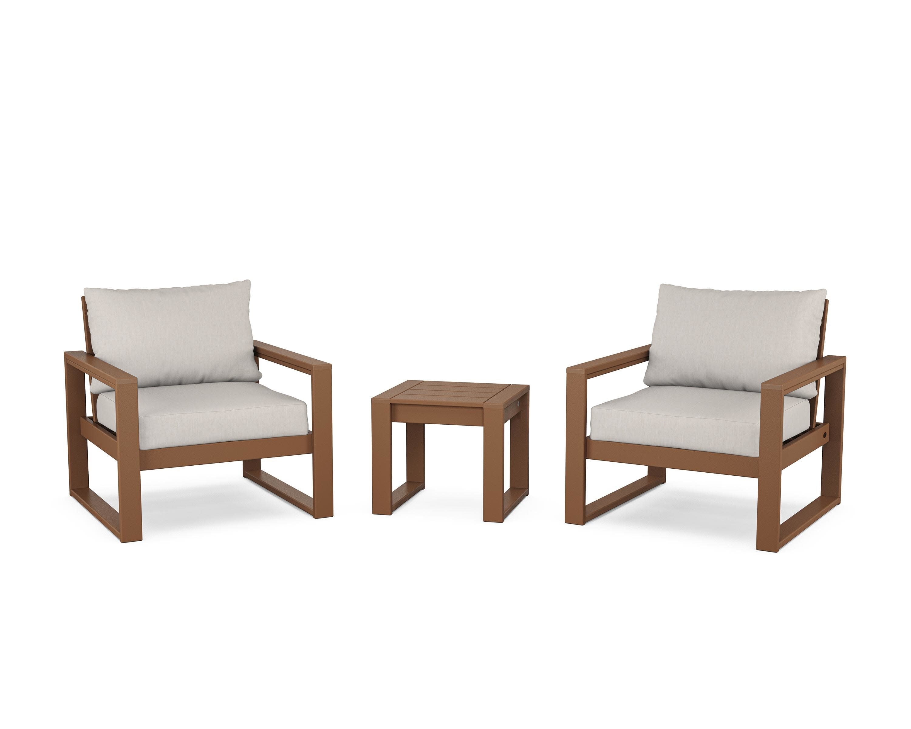 EDGE Sectional 3-Piece Deep Seating Set in Teak / Cast Ash