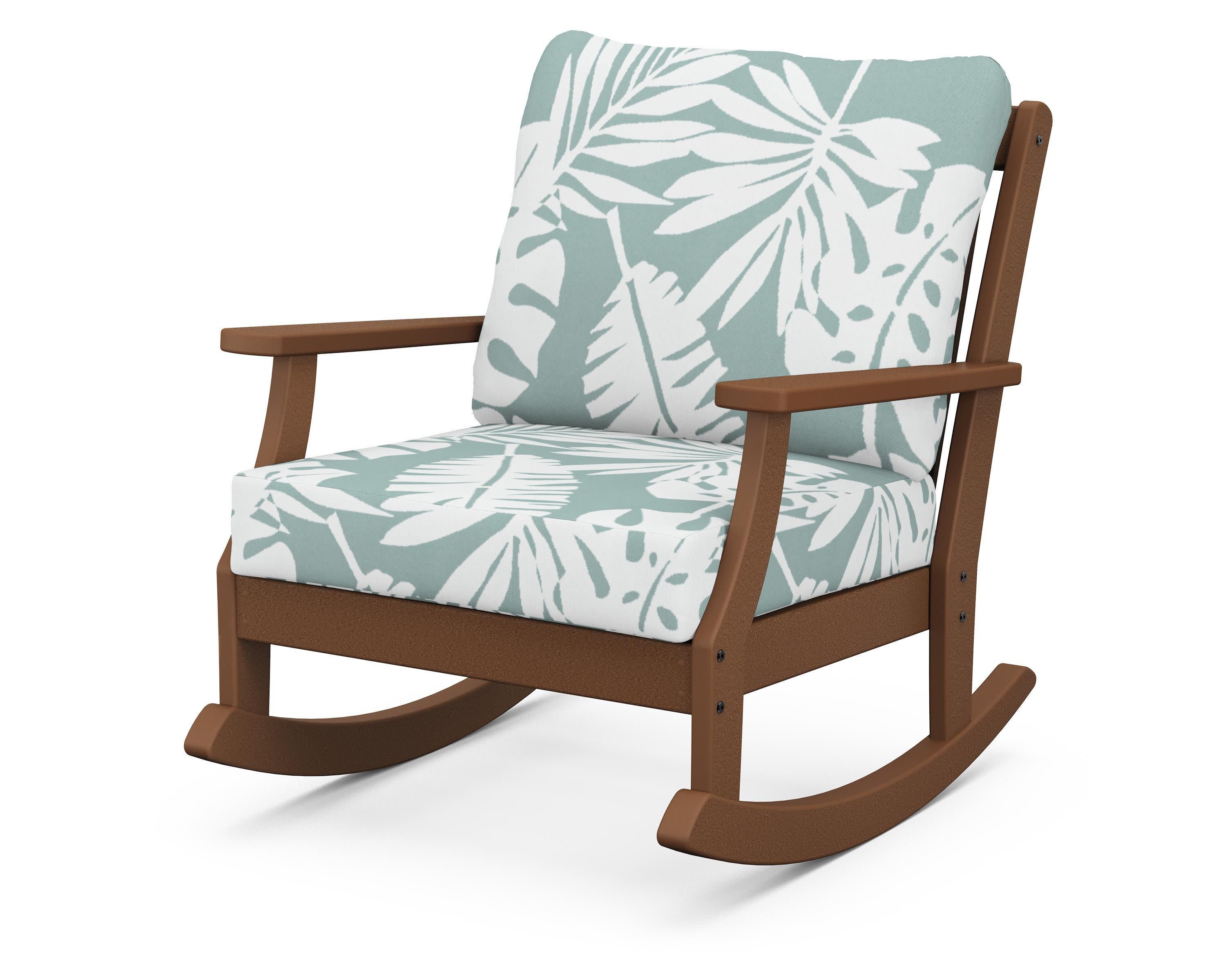 Braxton Deep Seating Rocking Chair in Teak / Leaf Glacier Spa