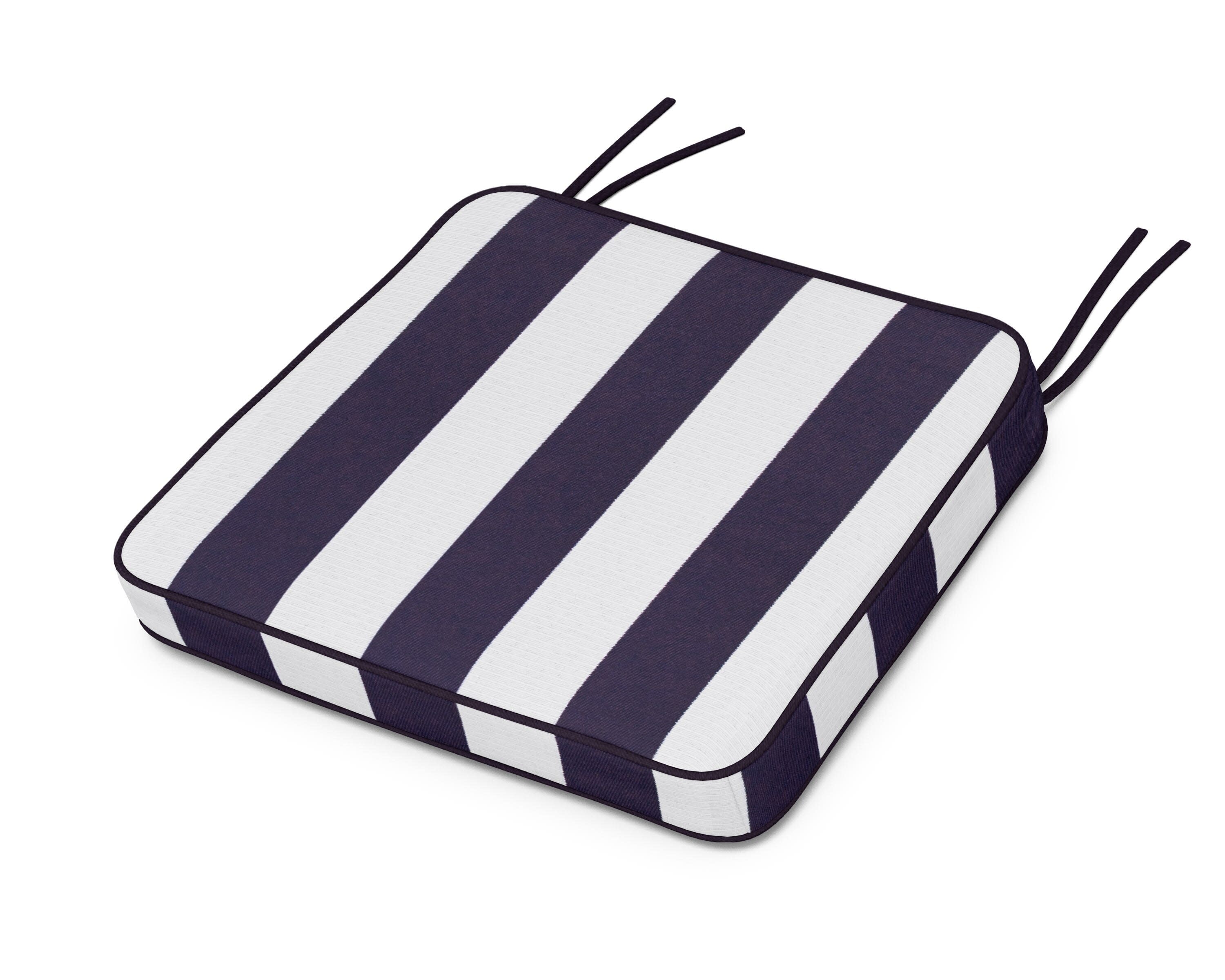 Chinoiserie Arm Chair Seat Cushion in Cabana Stripe Navy