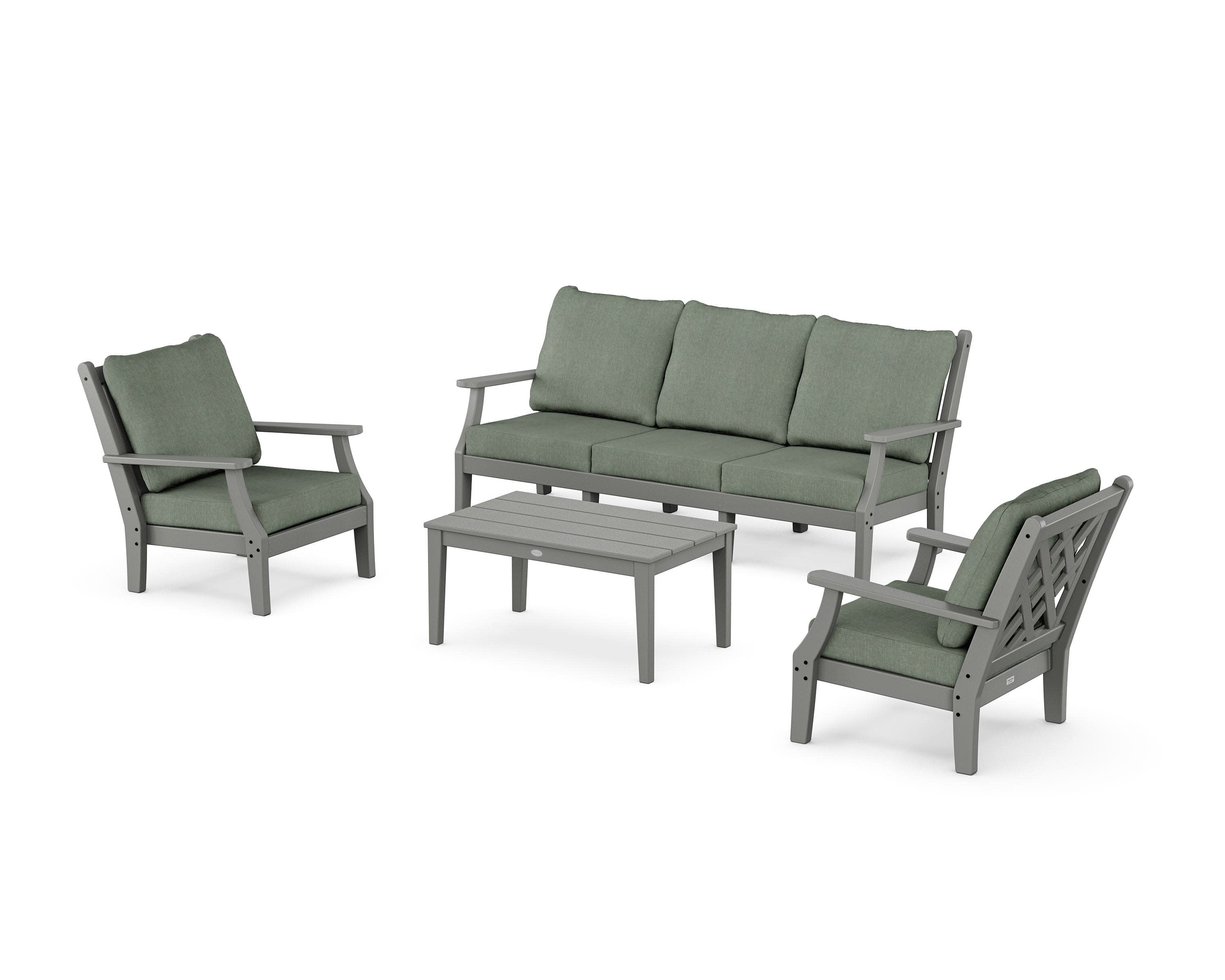 Wovendale 4-Piece Deep Seating Set with Sofa in Slate Grey / Cast Sage