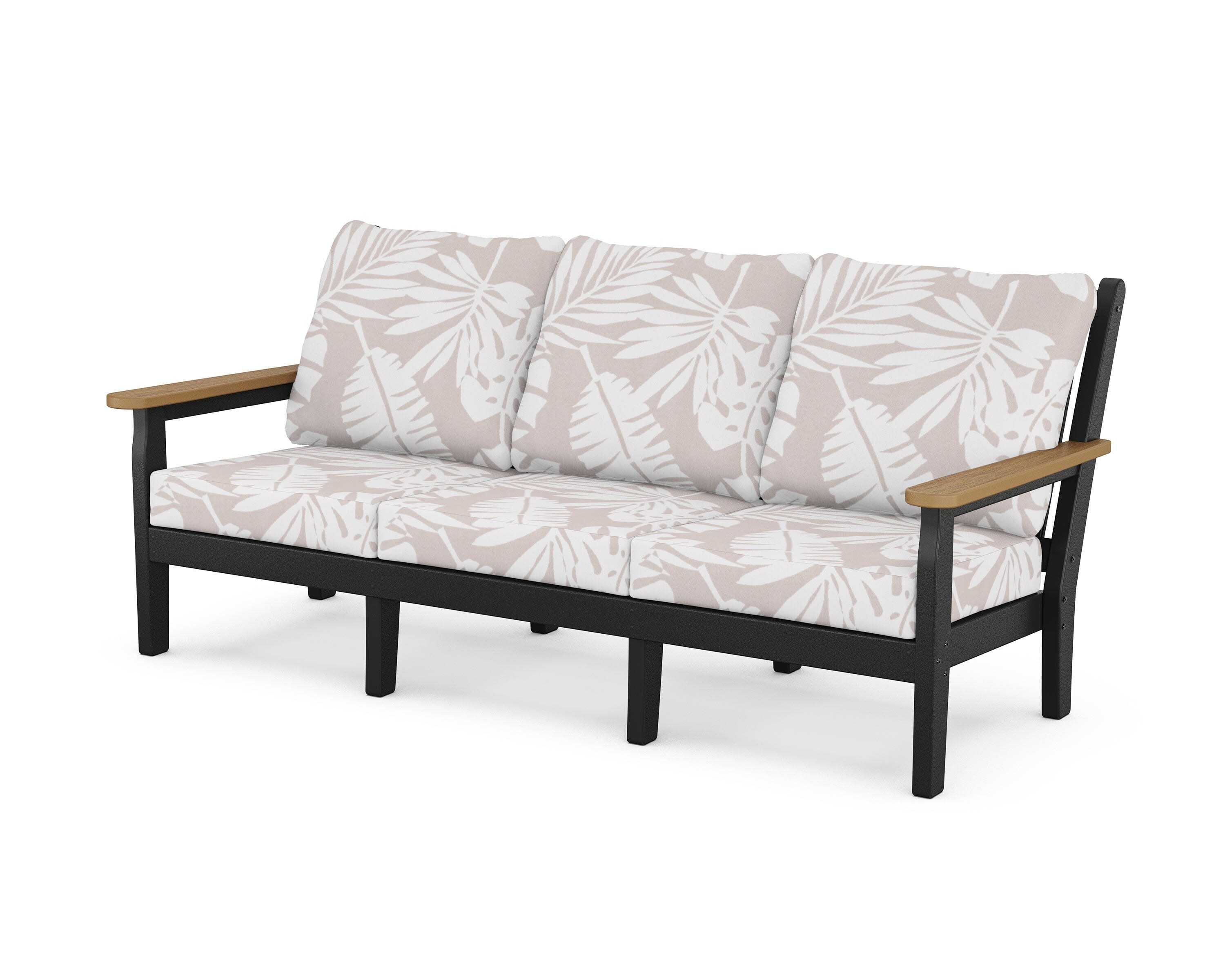 Chippendale Deep Seating Sofa in Black / Natural / Leaf Dune Burlap