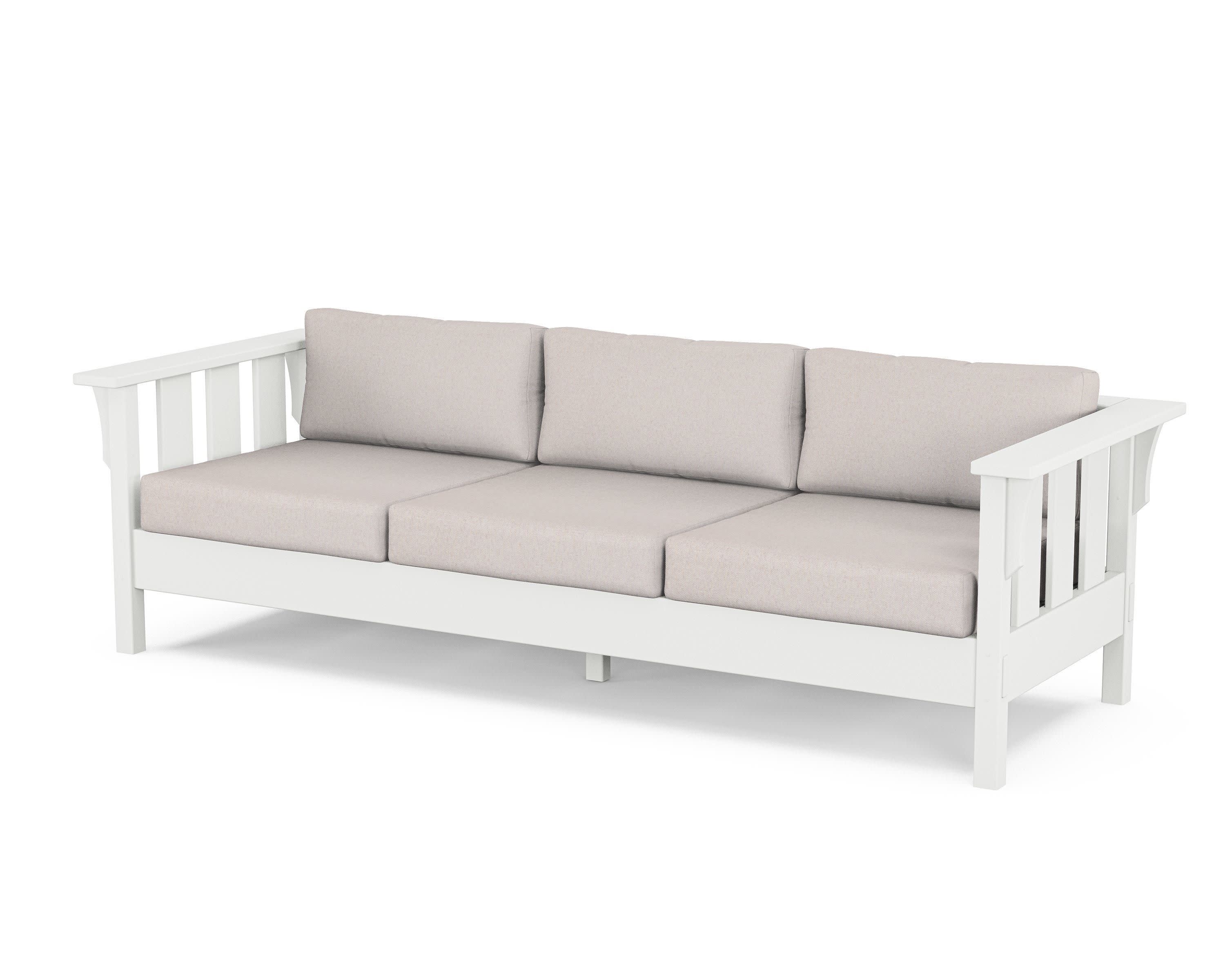 Acadia Deep Seating Sofa in White / Dune Burlap
