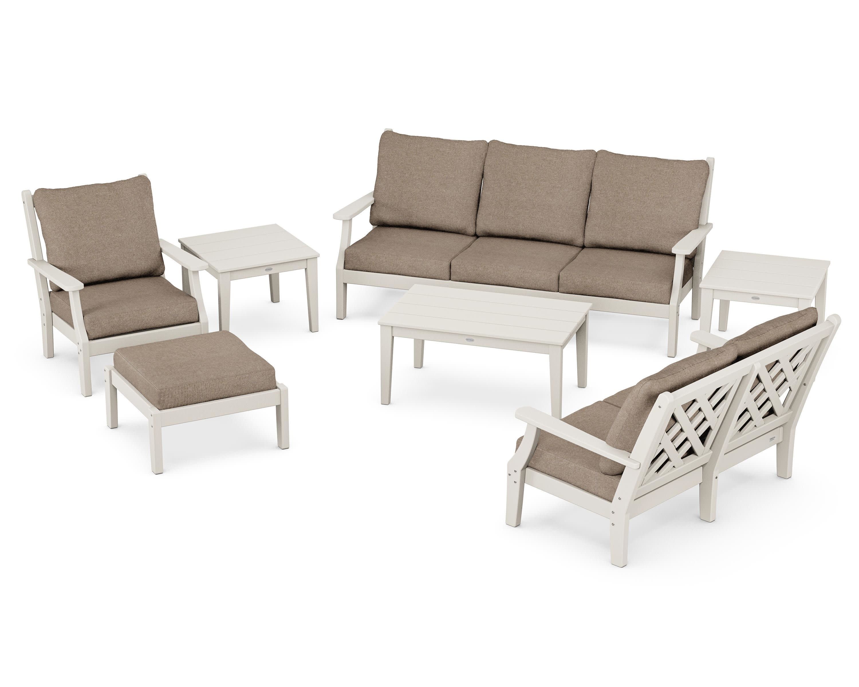 Wovendale 7-Piece Deep Seating Set in Sand / Spiced Burlap