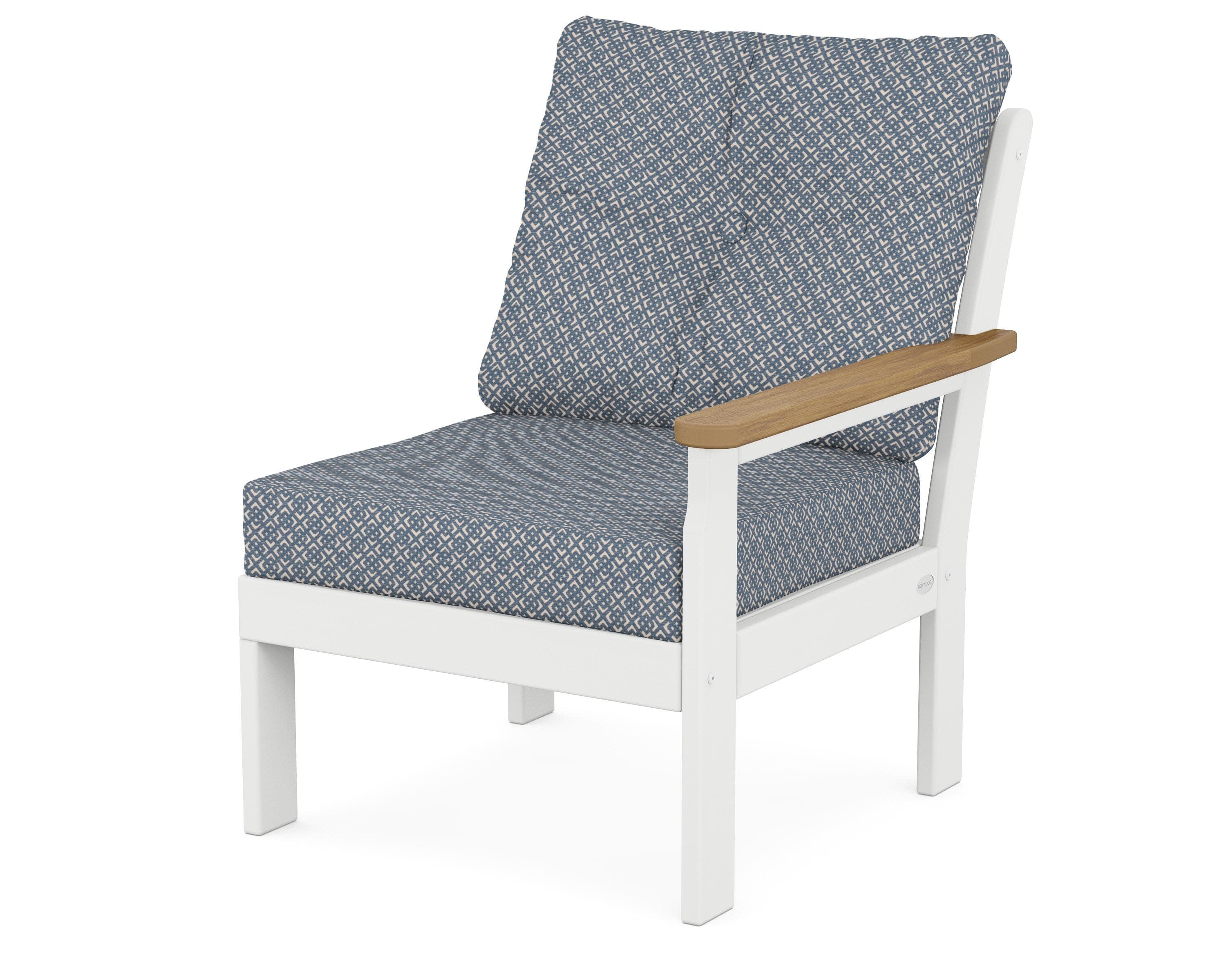Vineyard Modular Right Arm Chair in White / Natural / Hopscotch