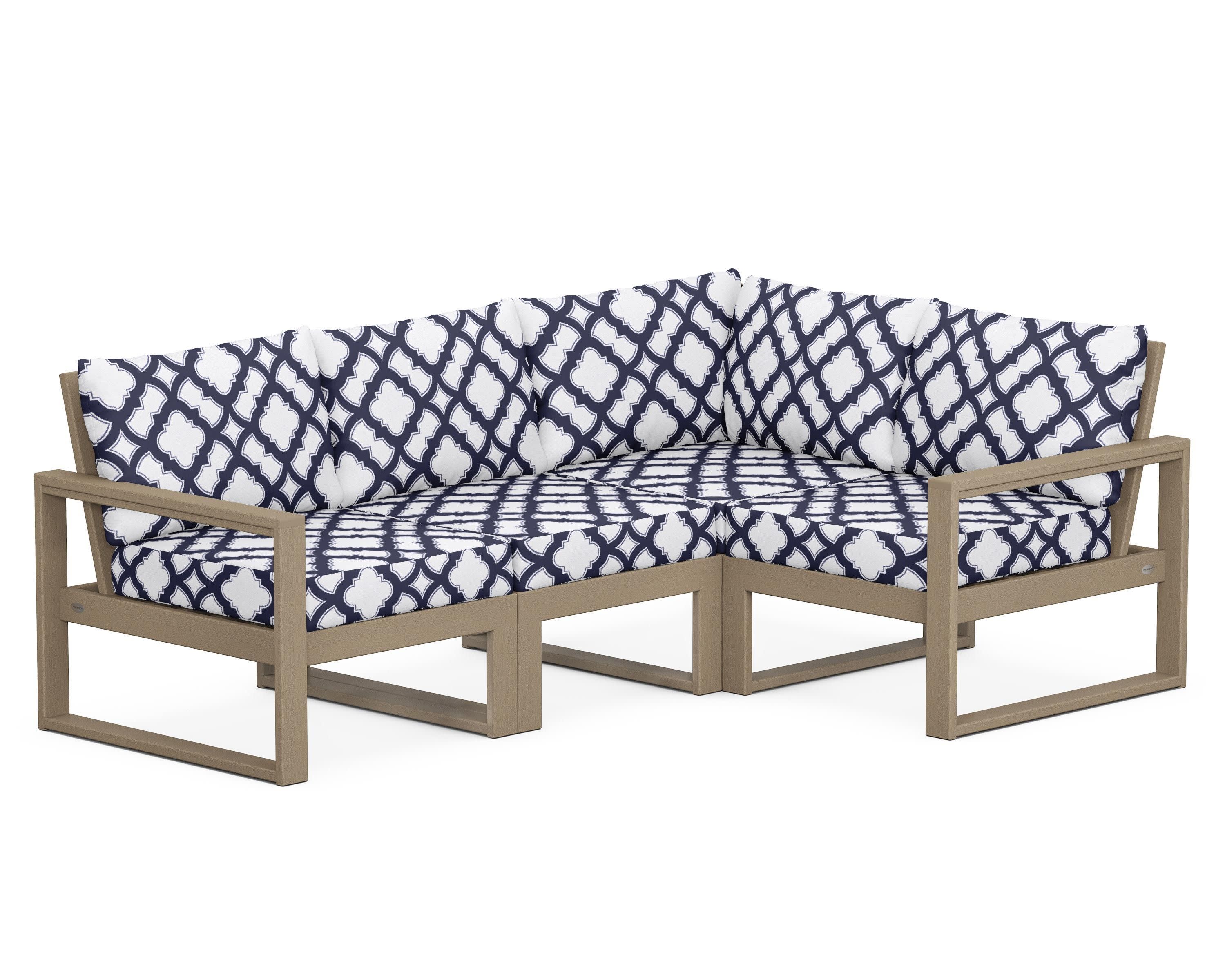 EDGE 4-Piece Modular Deep Seating Set in Vintage Sahara / Trellis Navy