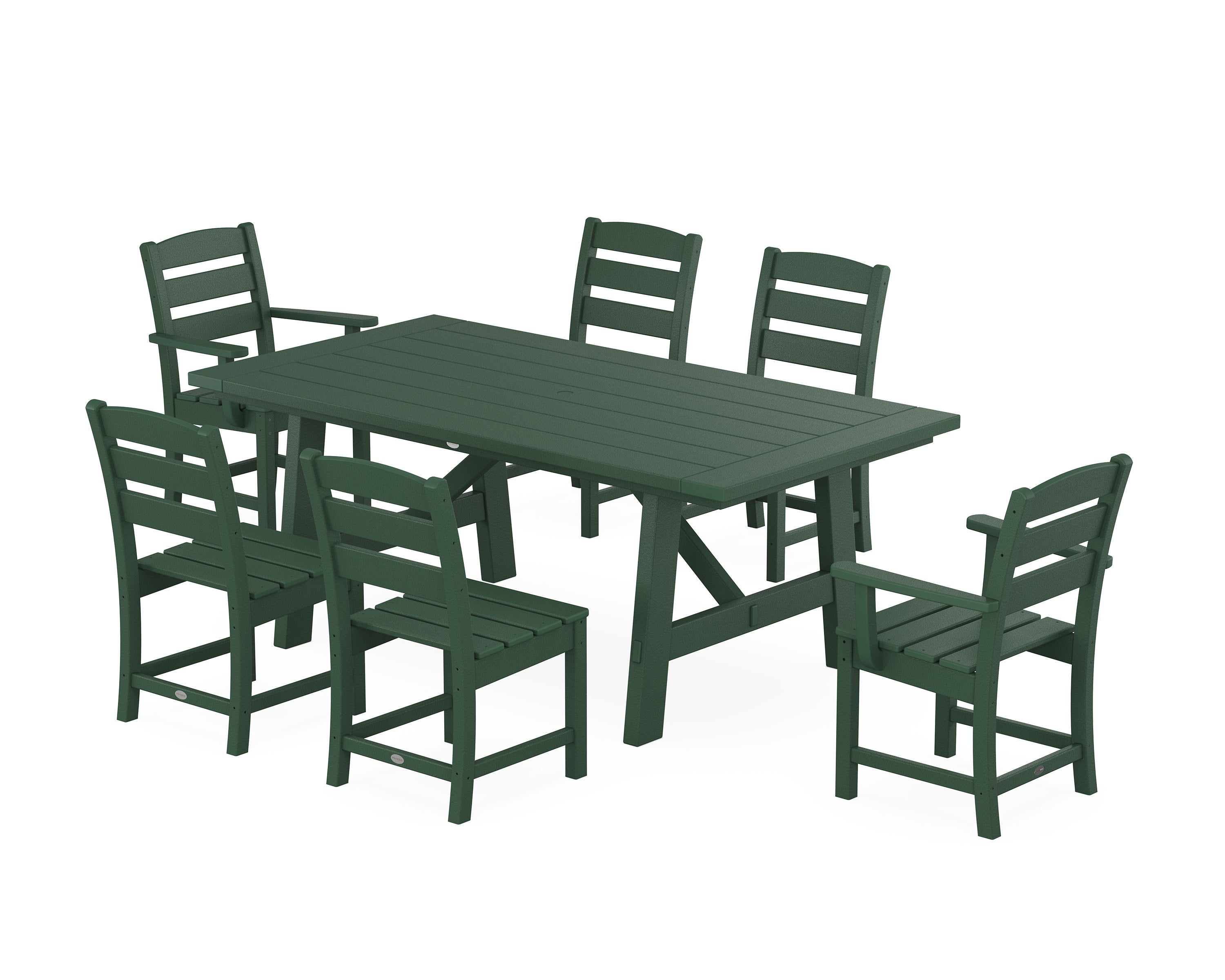 Lakeside 7-Piece Rustic Farmhouse Dining Set in Green