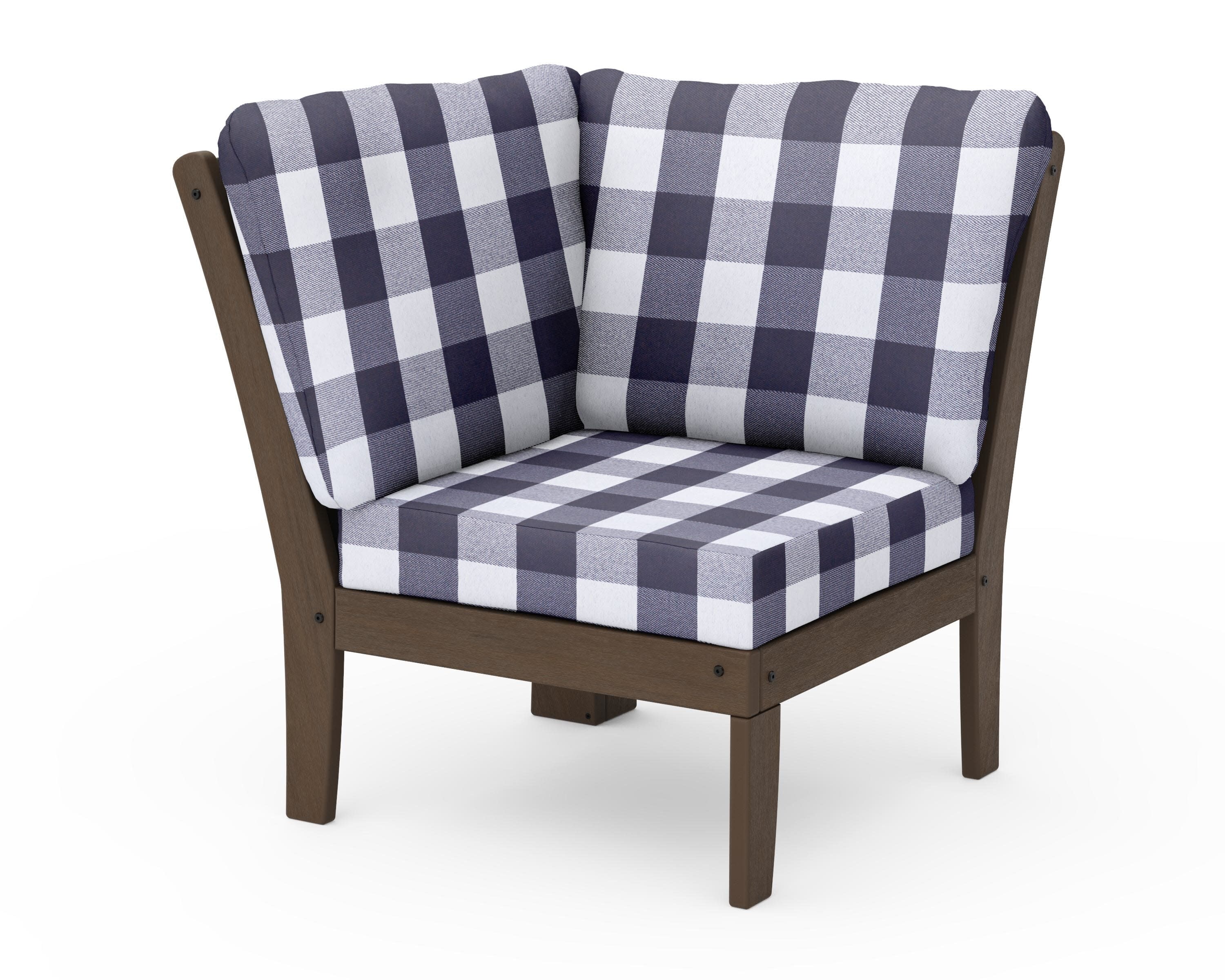 Braxton Modular Corner Chair in Kona / Buffalo Plaid Navy