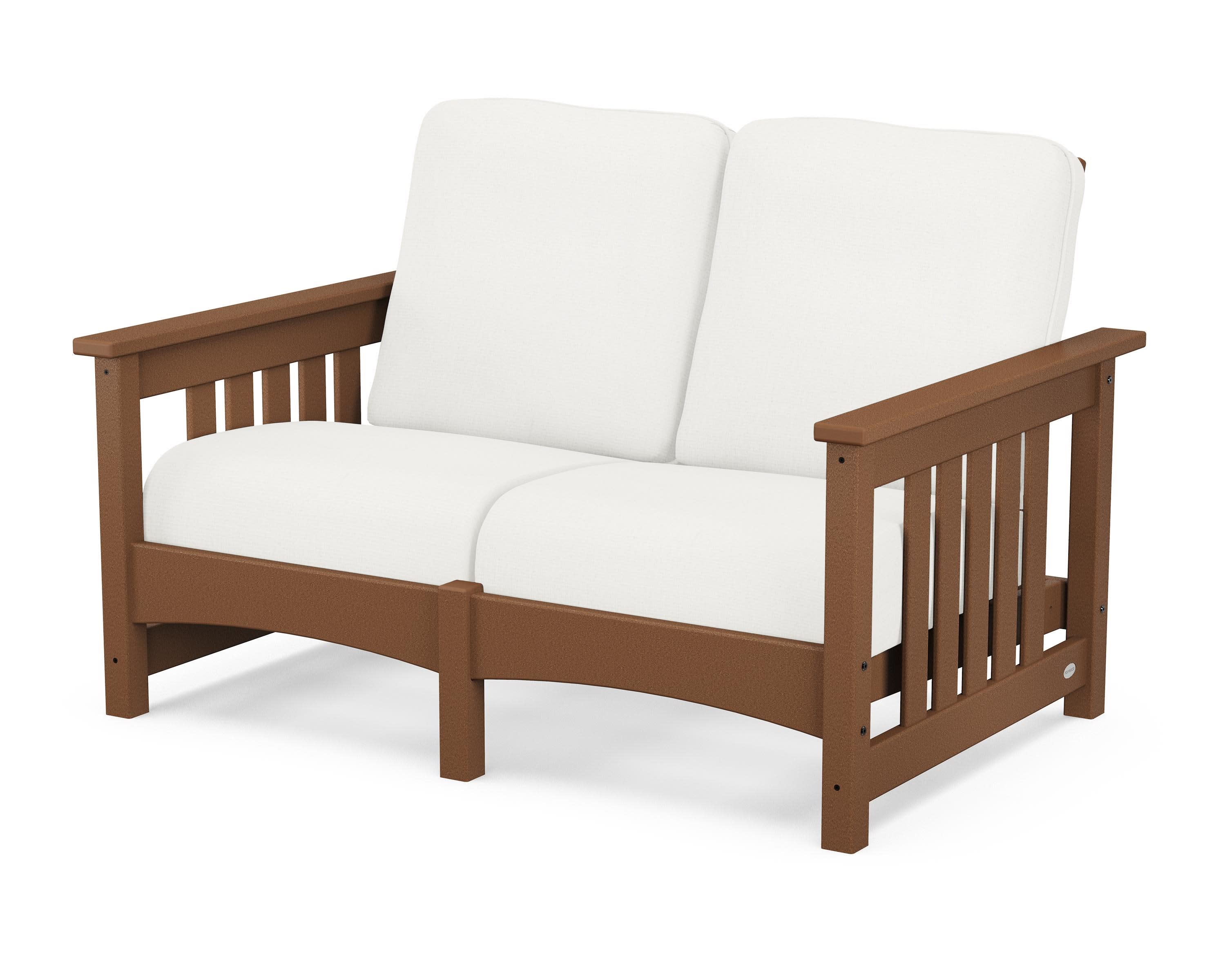 Club Mission Loveseat in Teak / Natural Linen