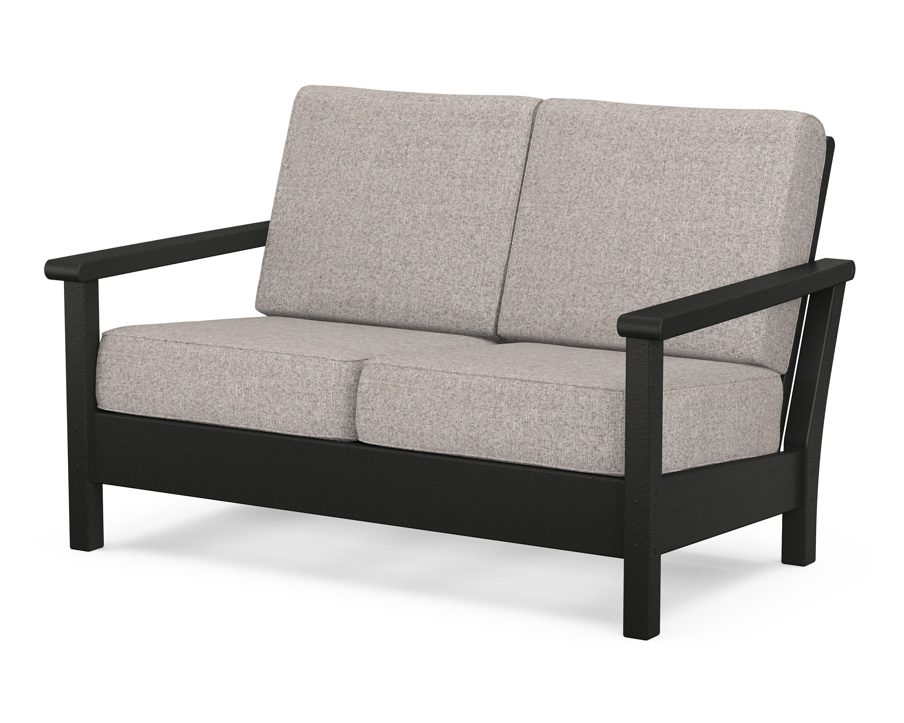 Harbour Deep Seating Loveseat in Black / Weathered Tweed