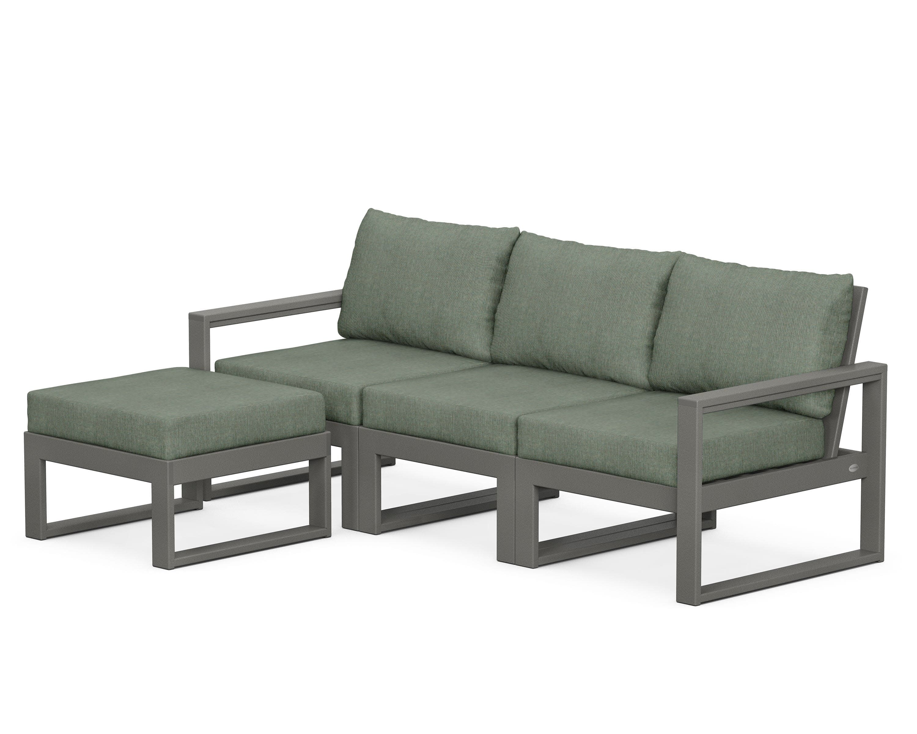 EDGE 4-Piece Modular Deep Seating Set with Ottoman in Slate Grey / Cast Sage