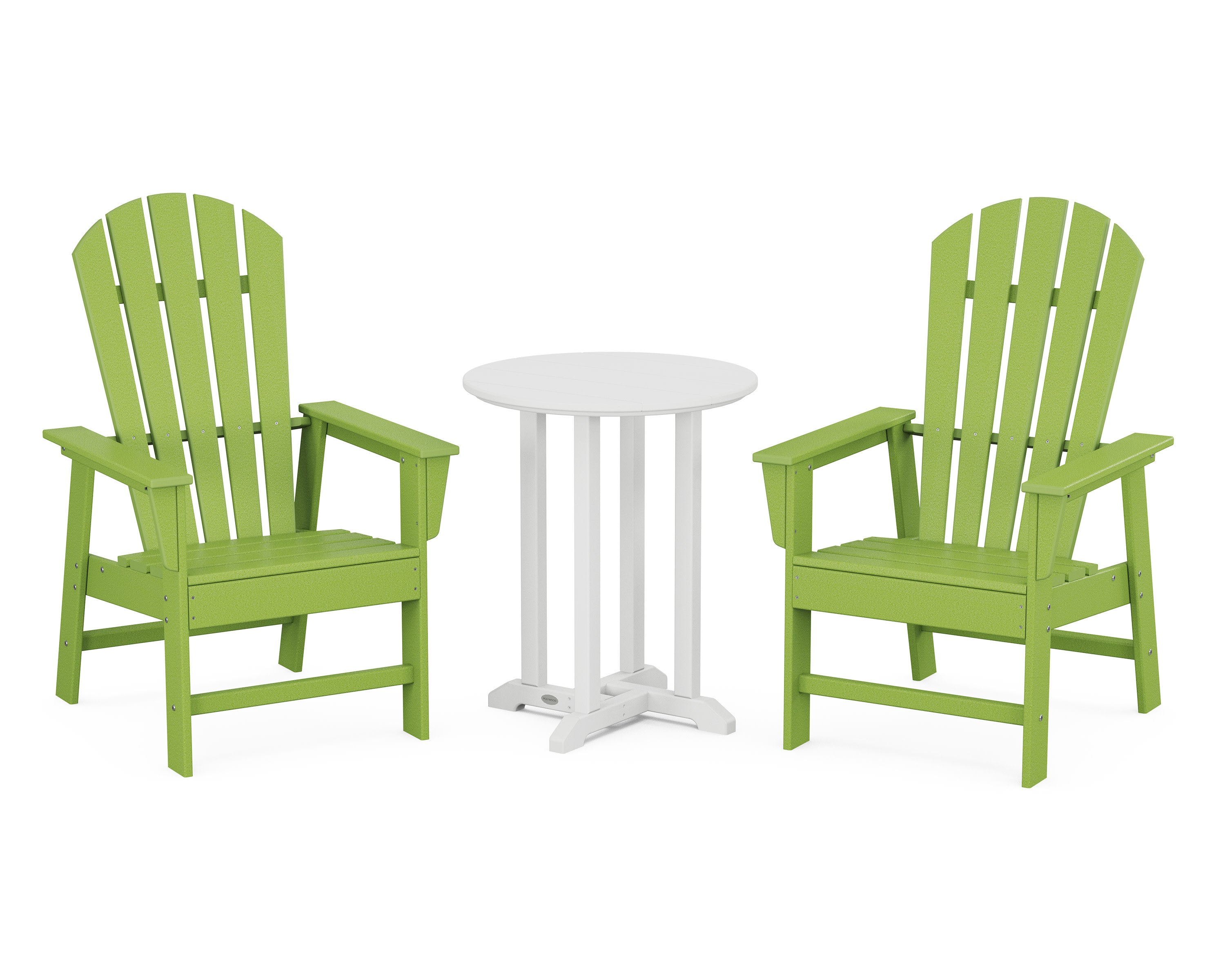South Beach 3-Piece Round Farmhouse Bistro Dining Set in Lime / White