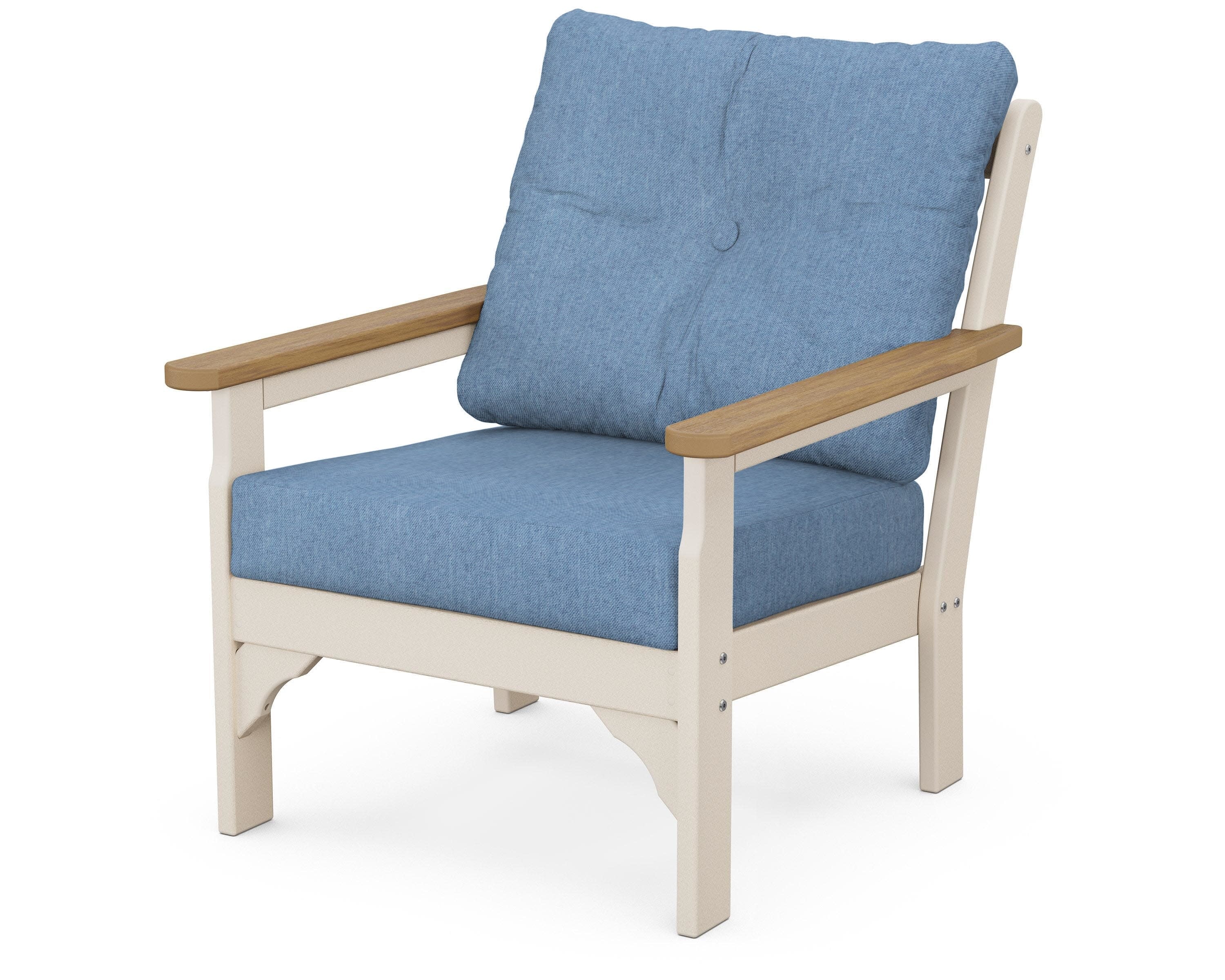 Vineyard Deep Seating Chair in Sand / Natural / Sky Blue