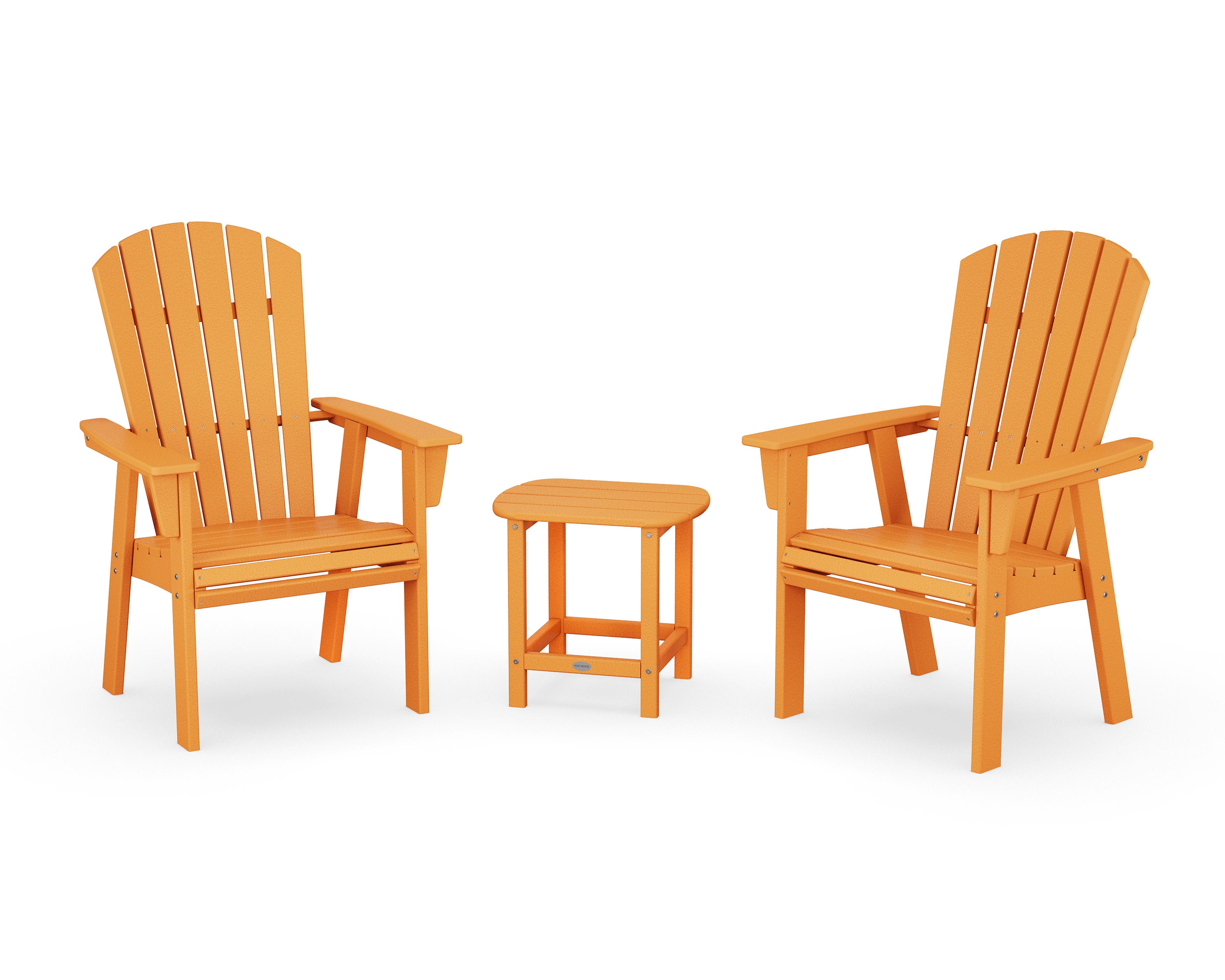 Nautical 3-Piece Curveback Upright Adirondack Chair Set in Tangerine