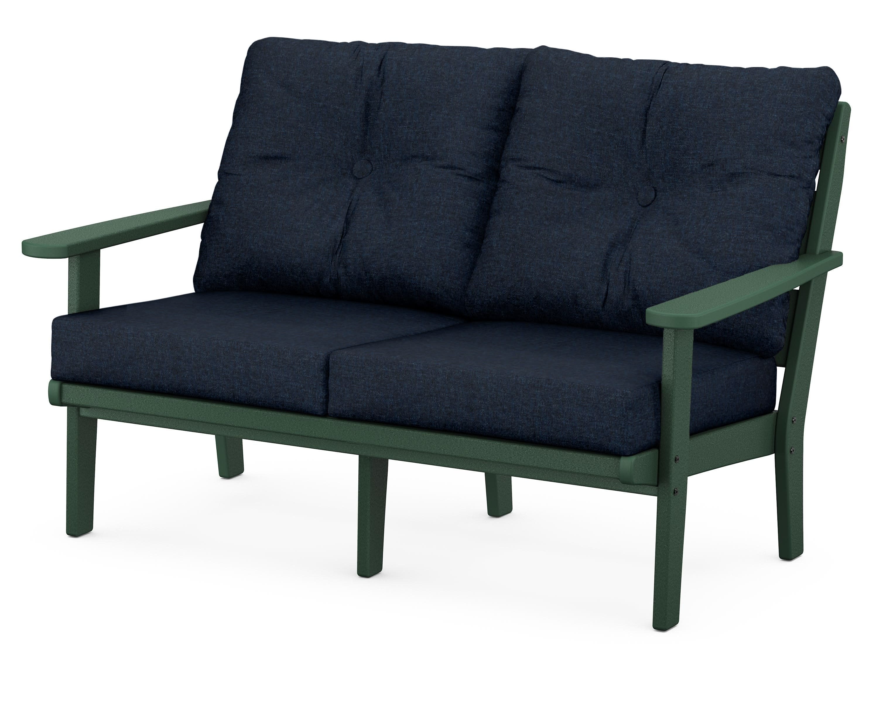 Lakeside Deep Seating Loveseat in Green / Marine Indigo