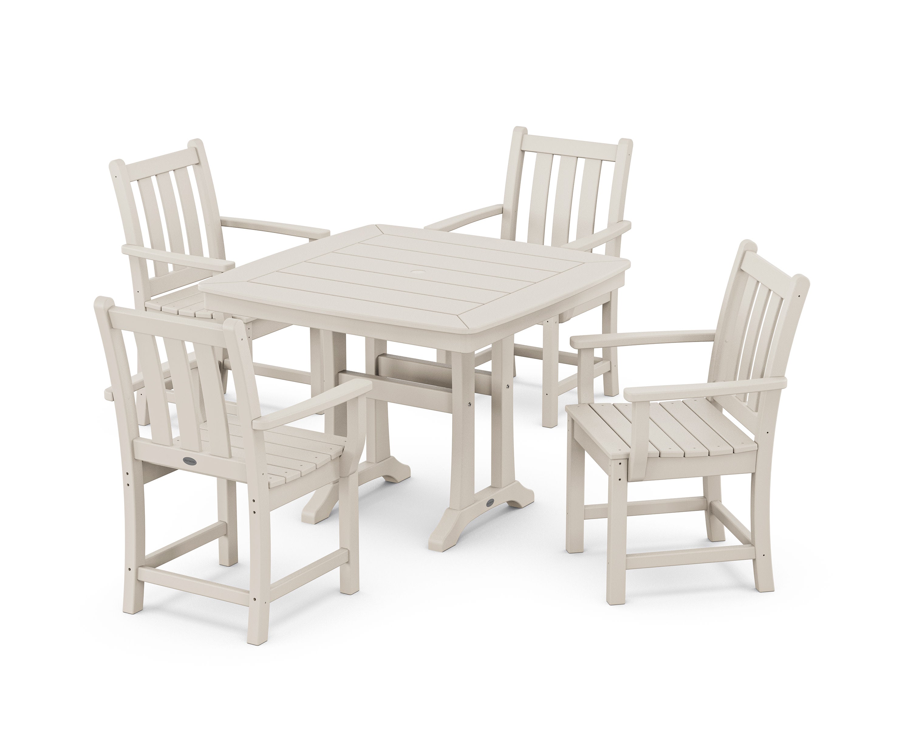 Traditional Garden 5-Piece Dining Set with Trestle Legs in Sand