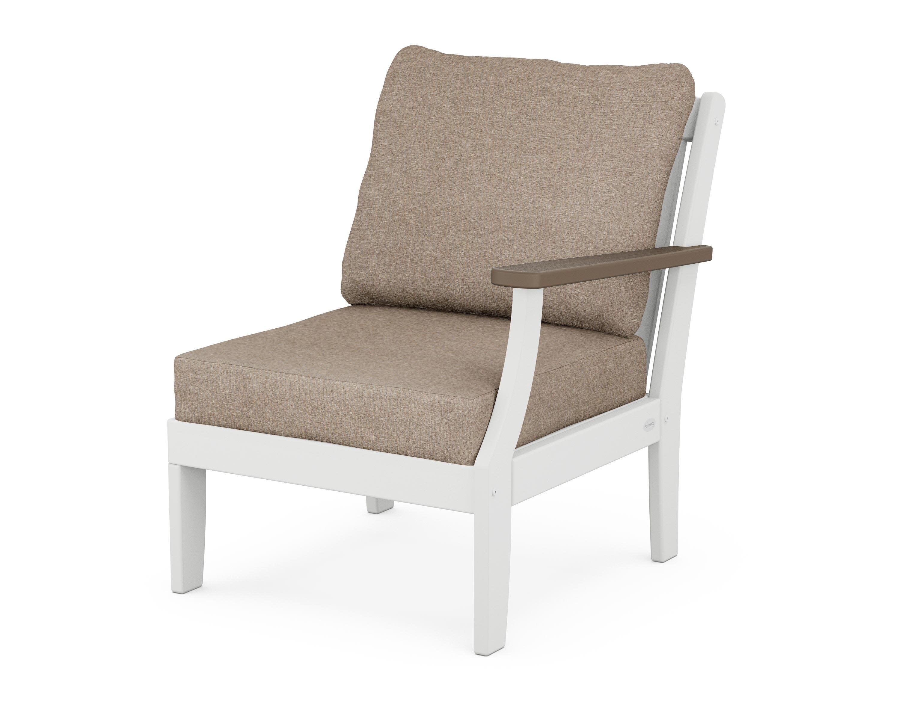 Braxton Modular Right Arm Chair in White / Kona / Spiced Burlap