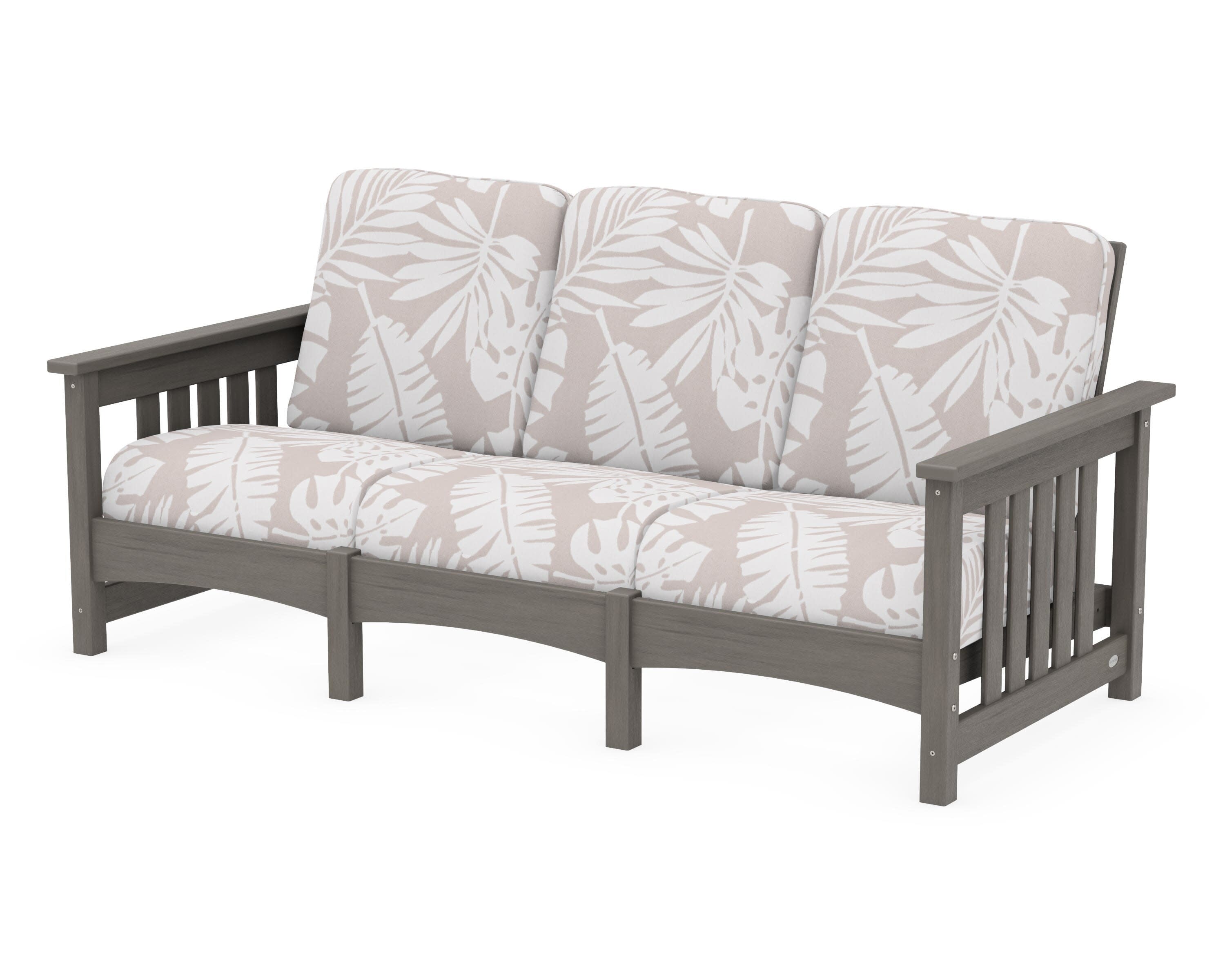 Club Mission Sofa in Driftwood / Leaf Dune Burlap