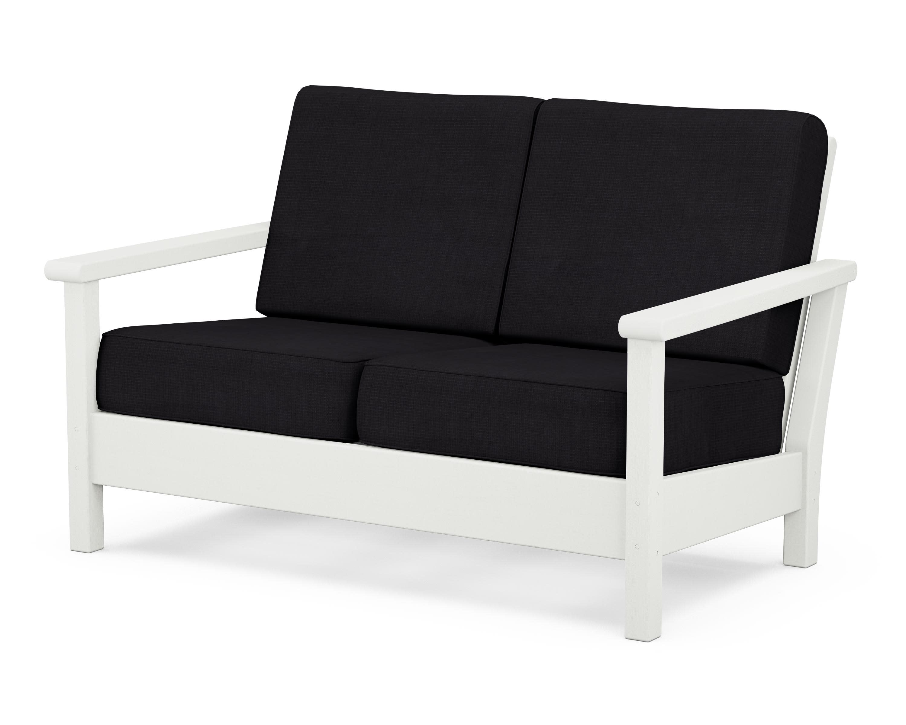 Harbour Deep Seating Loveseat in Vintage White / Midnight Linen