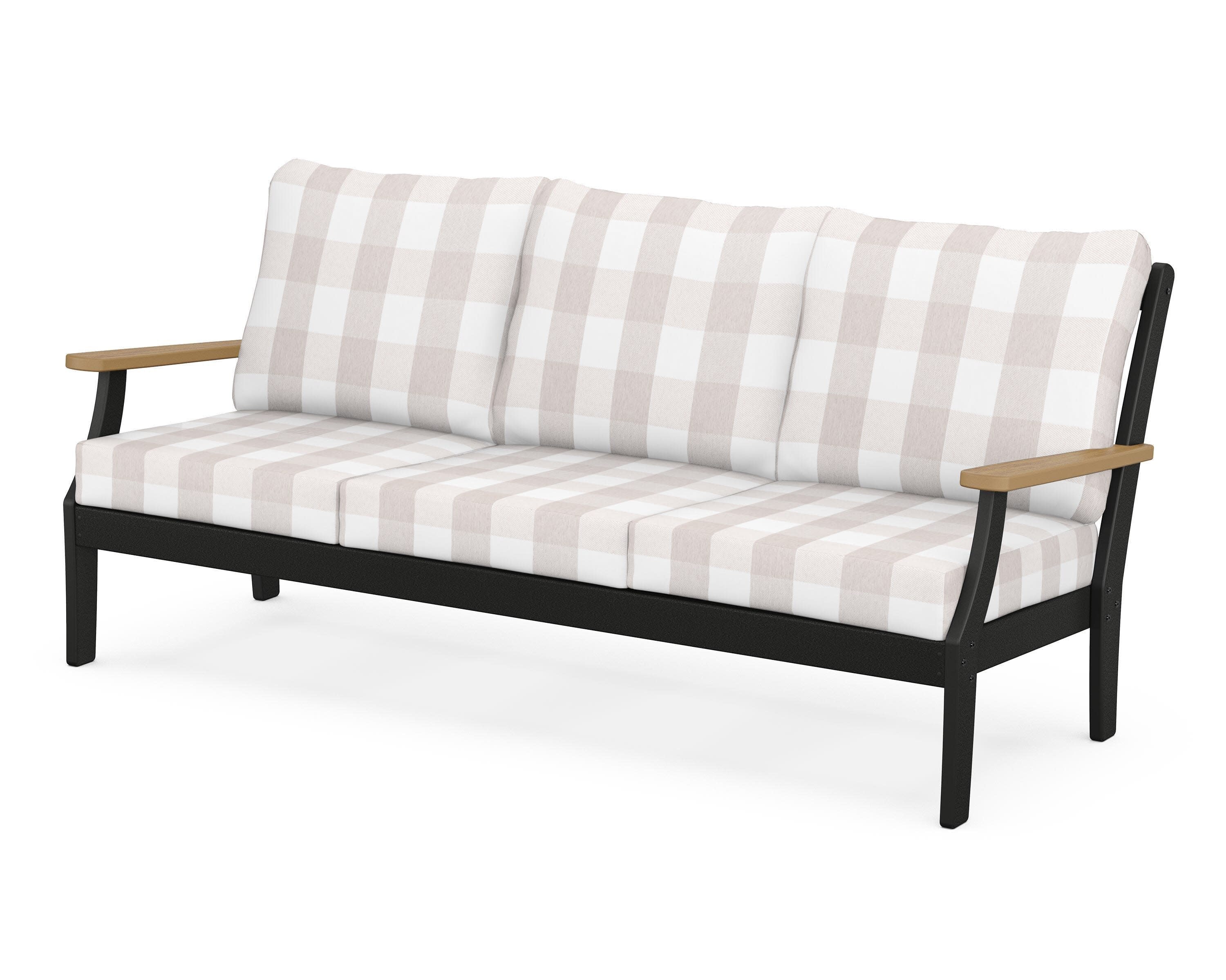 Braxton Deep Seating Sofa in Black / Natural / Buffalo Plaid Dune Burlap