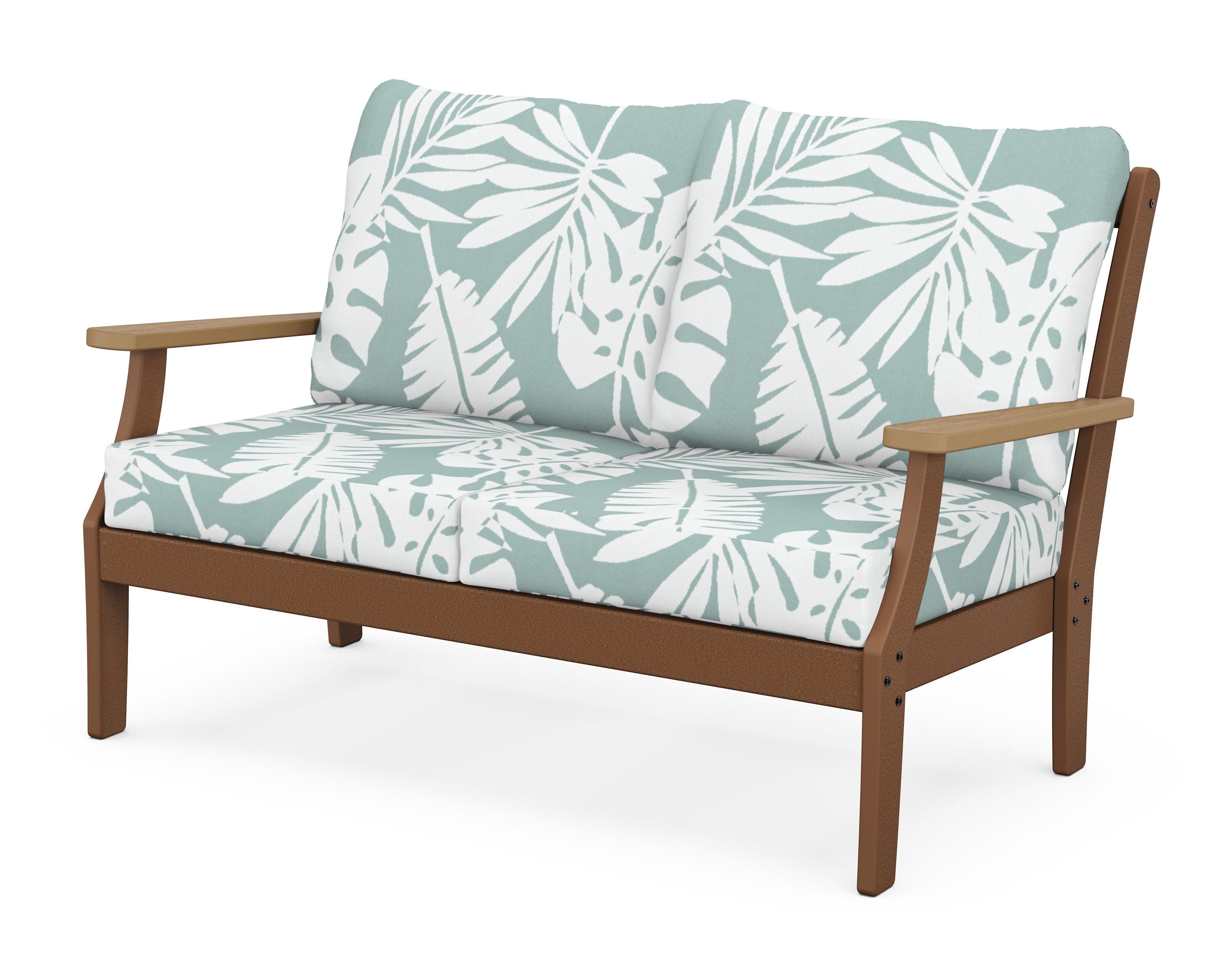 Braxton Deep Seating Loveseat in Teak / Natural / Leaf Glacier Spa