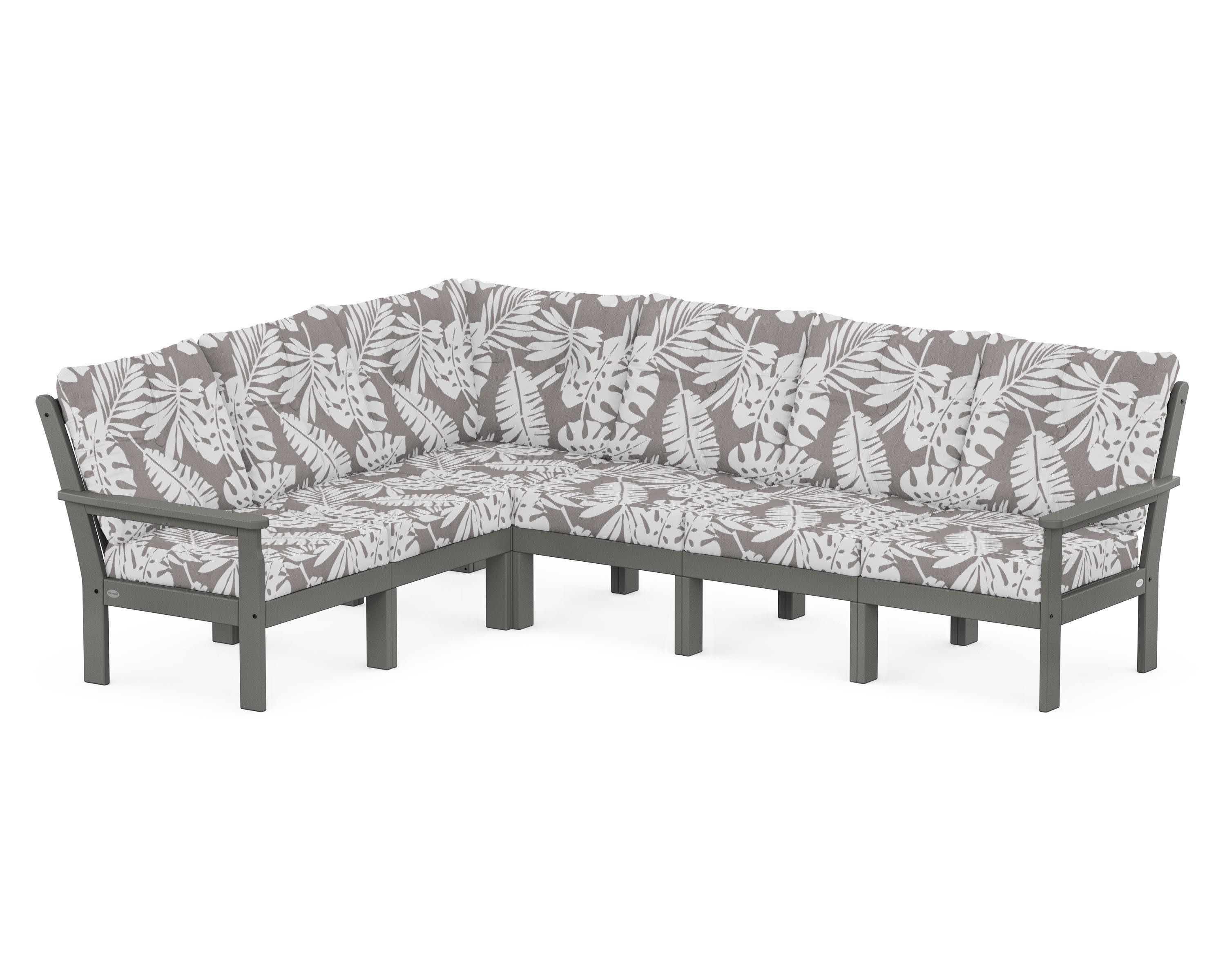 Vineyard 6-Piece Sectional in Slate Grey / Leaf Grey Mist