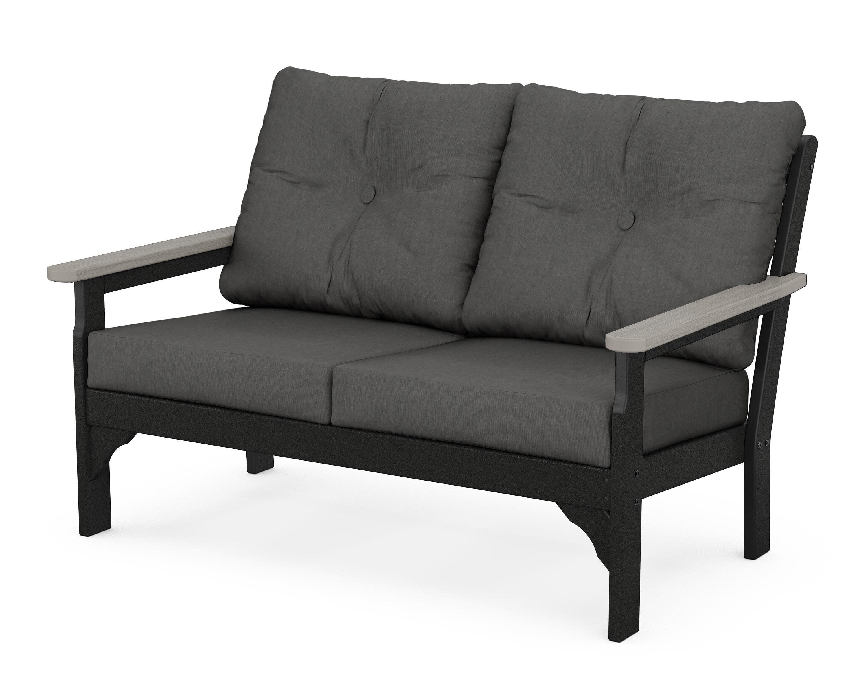 Vineyard Deep Seating Loveseat in Black / Driftwood / Spectrum Carbon