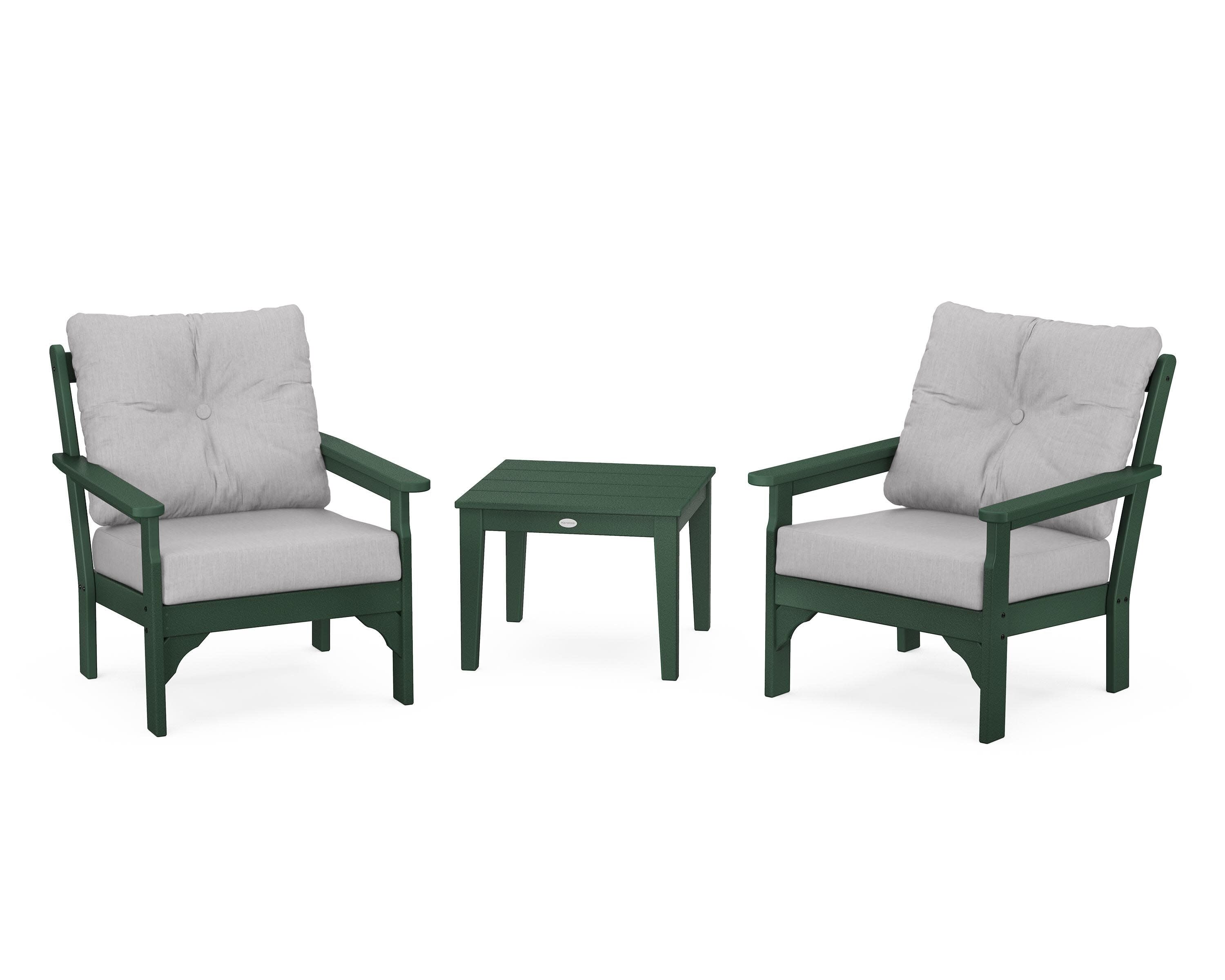 Vineyard 3-Piece Deep Seating Set in Green / Granite