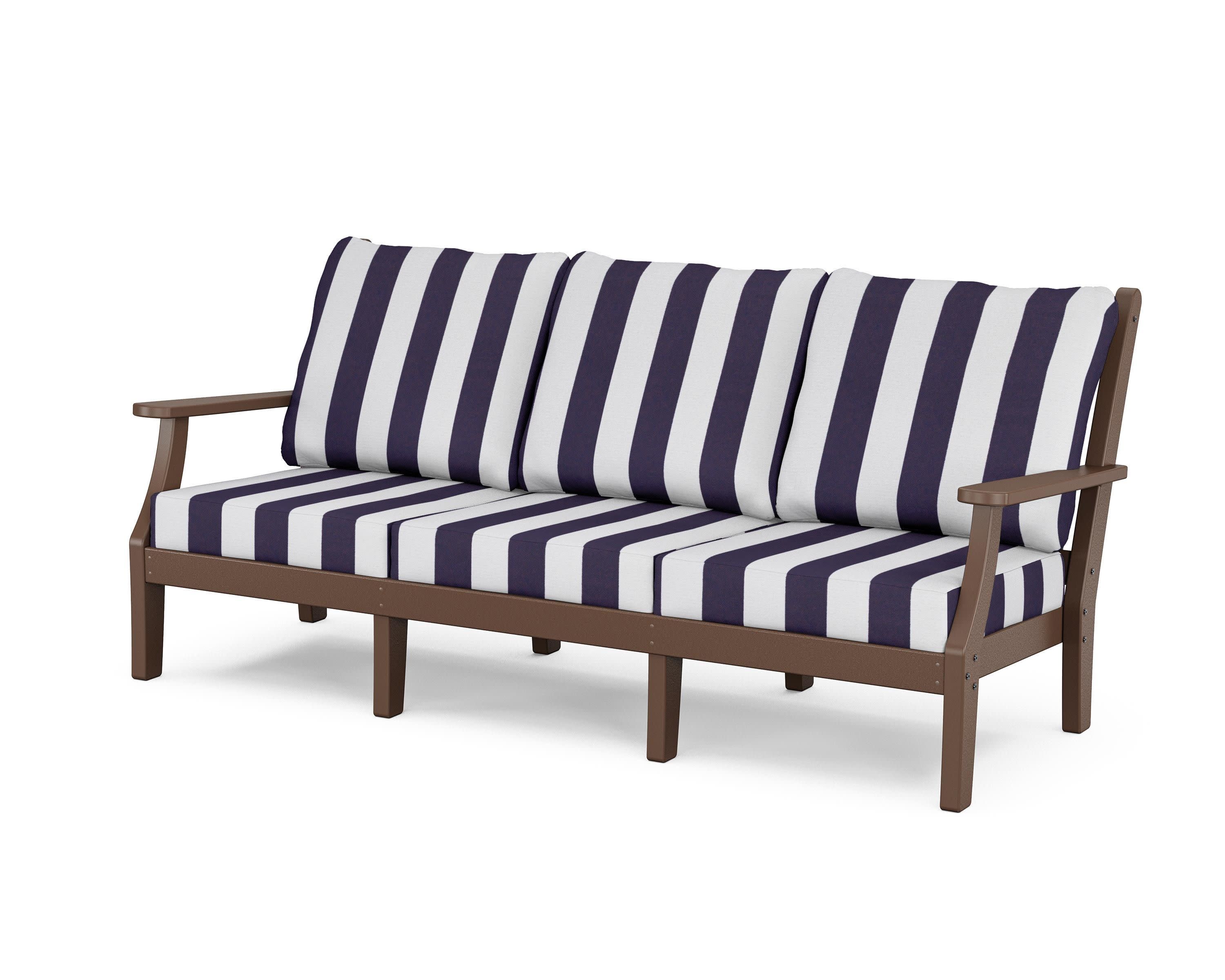 Wovendale Deep Seating Sofa in Mahogany / Cabana Stripe Navy