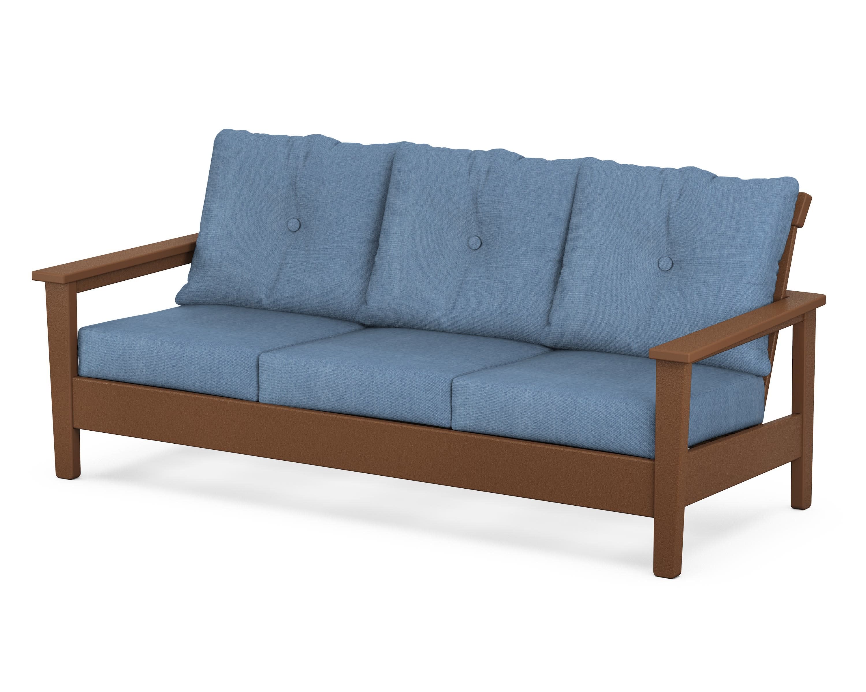 Prescott Deep Seating Sofa in Teak / Sky Blue
