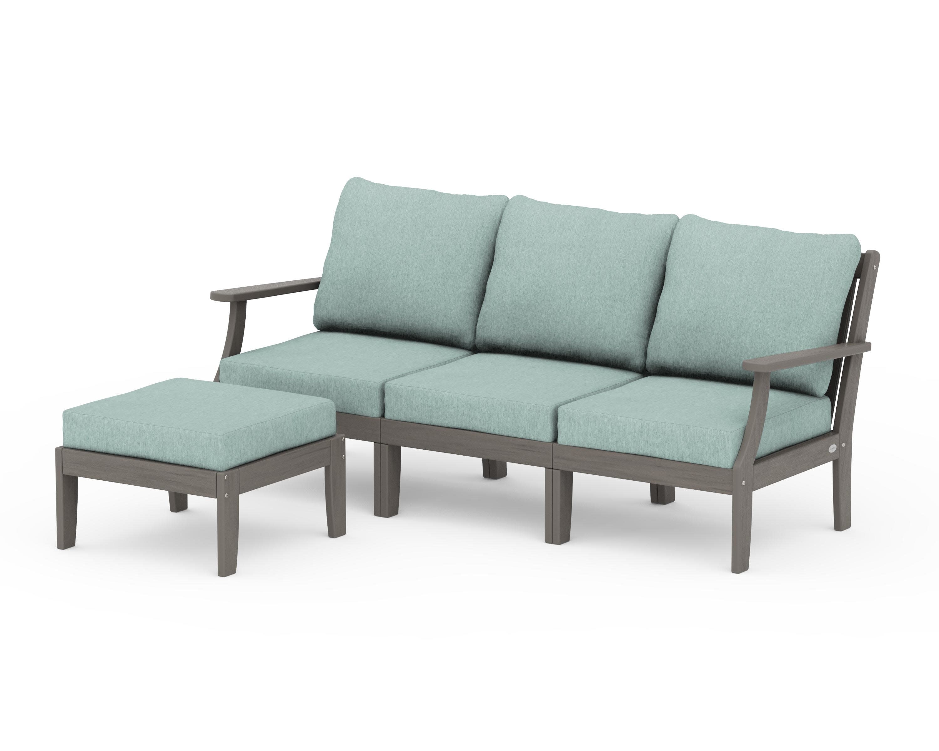 Braxton Modular 4-Piece Deep Seating Set with Ottoman in Driftwood / Glacier Spa