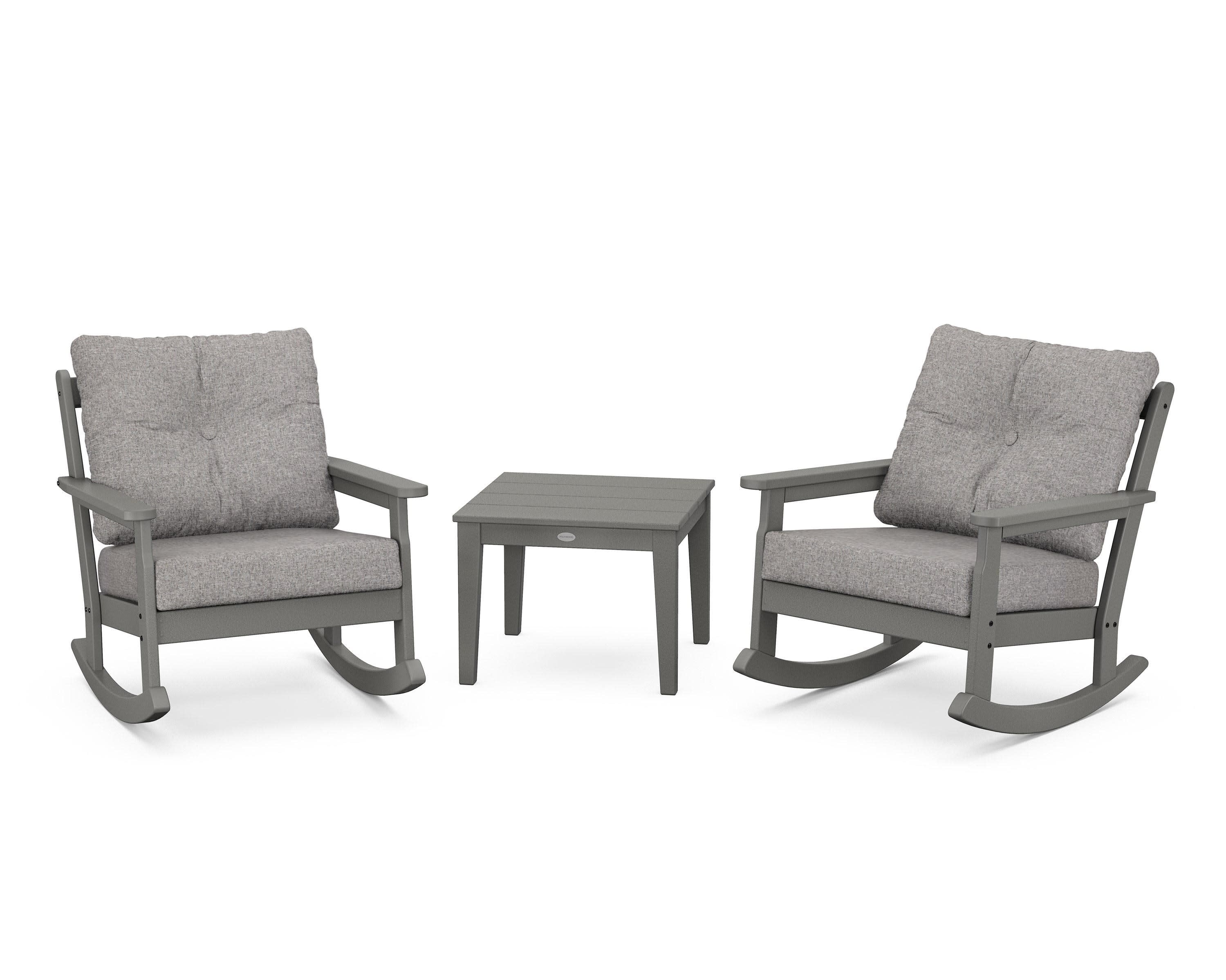 Vineyard 3-Piece Deep Seating Rocker Set in Slate Grey / Grey Mist