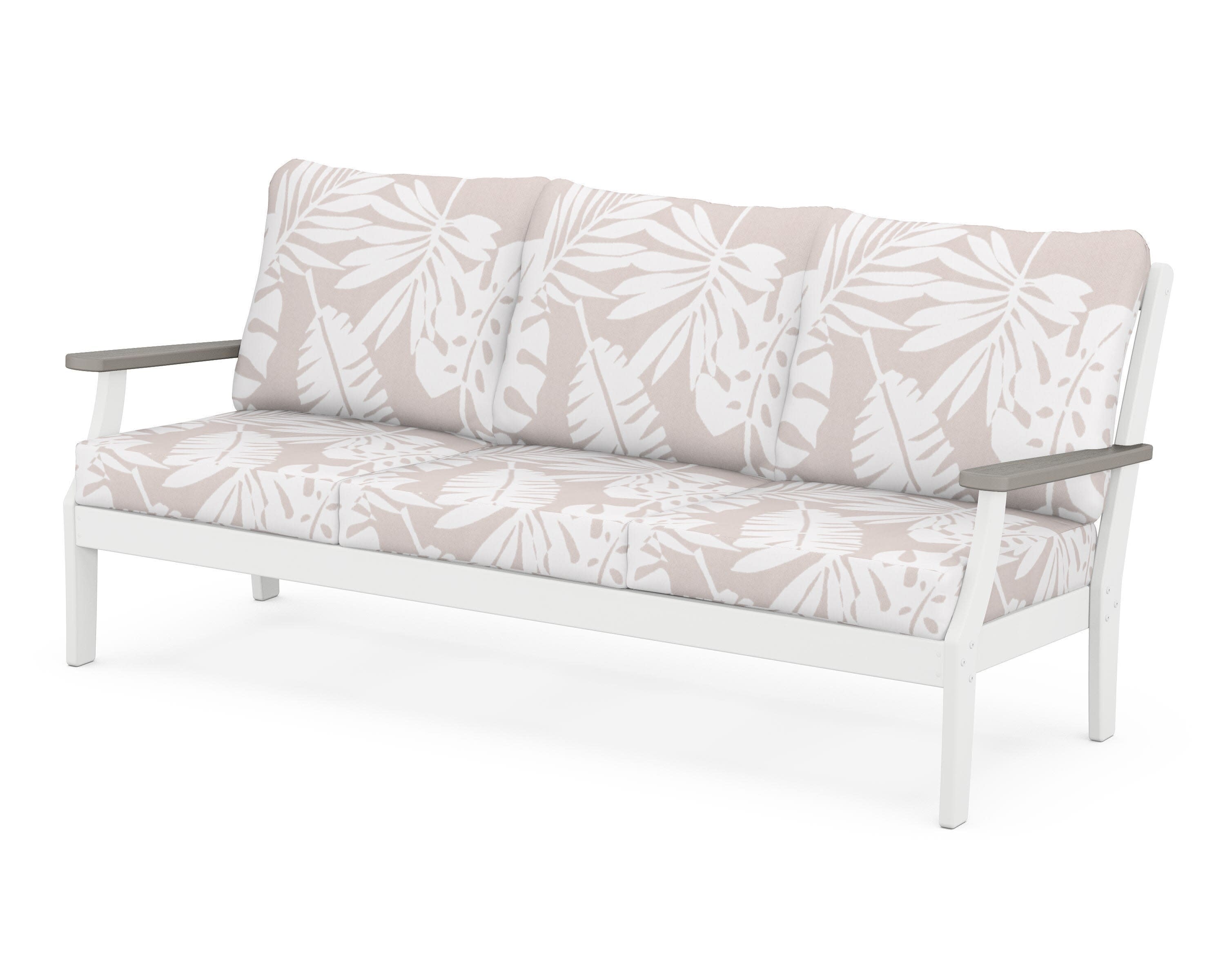 Braxton Deep Seating Sofa in White / Driftwood / Leaf Dune Burlap