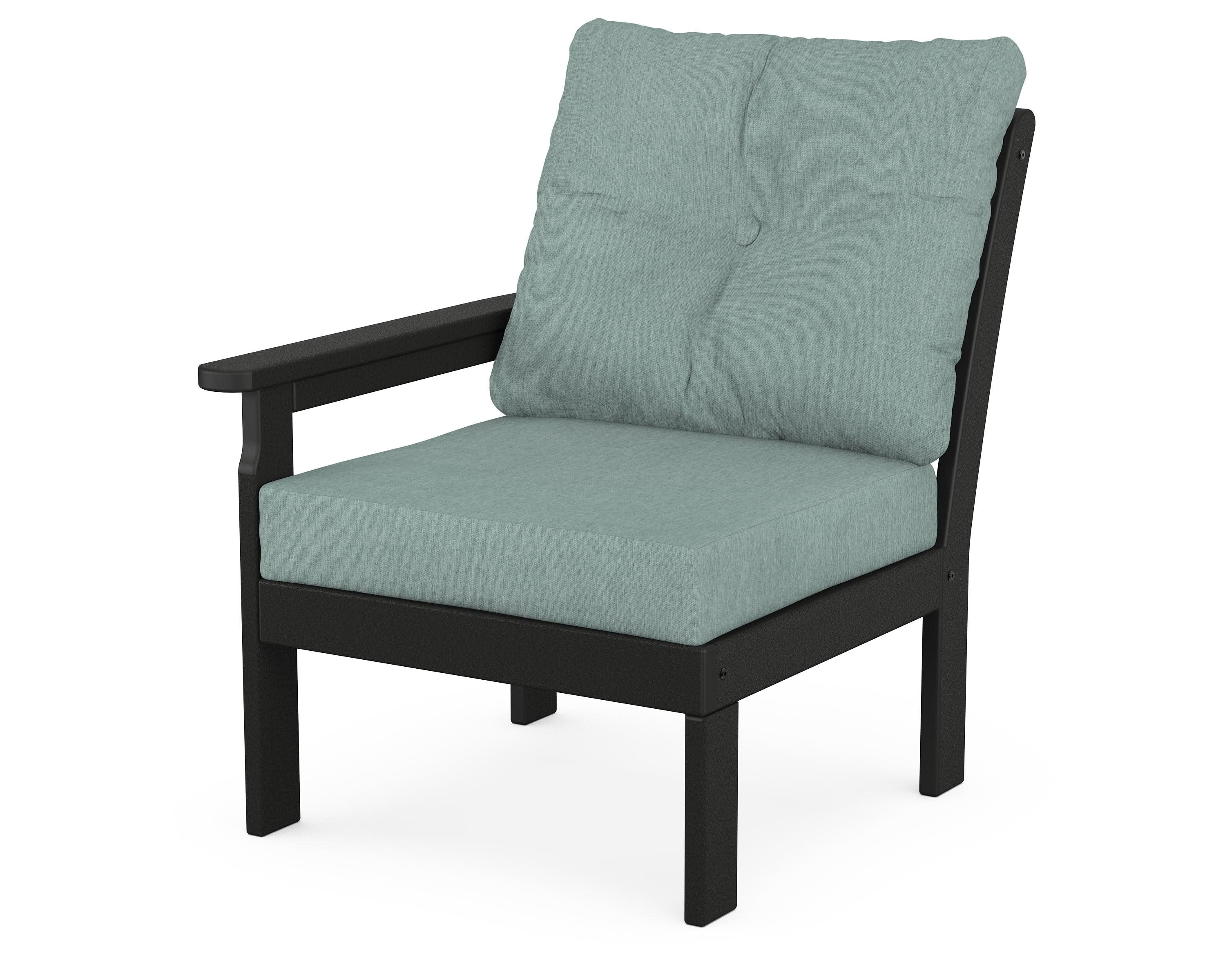Vineyard Modular Left Arm Chair in Black / Glacier Spa