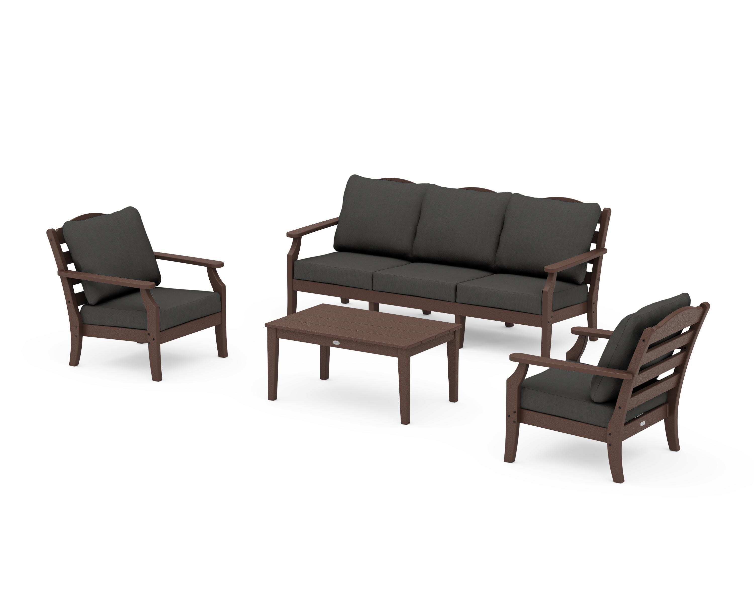 Savannah 4-Piece Deep Seating Set with Sofa in Mahogany / Spectrum Carbon