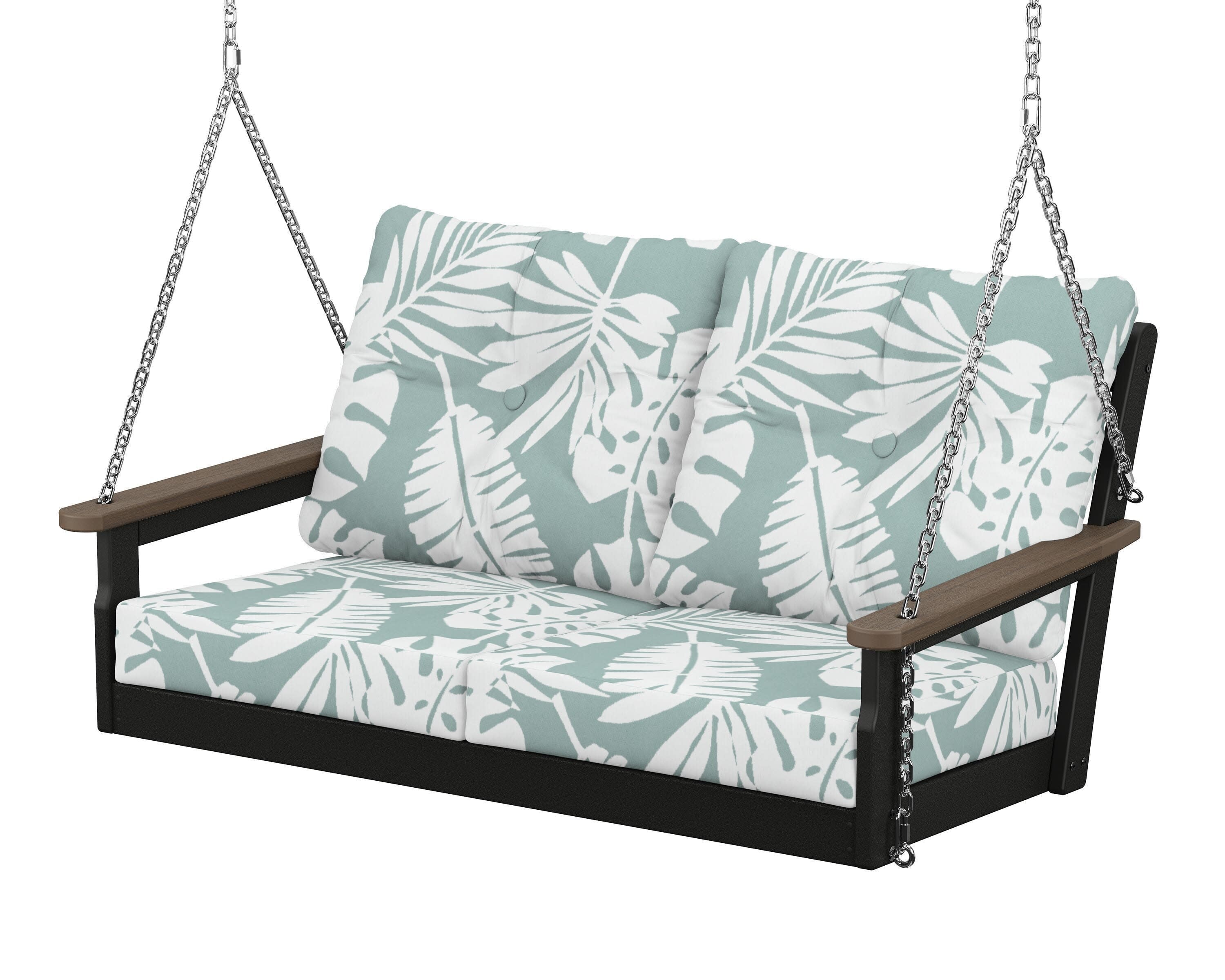 Vineyard Deep Seating Swing in Black / Kona / Leaf Glacier Spa
