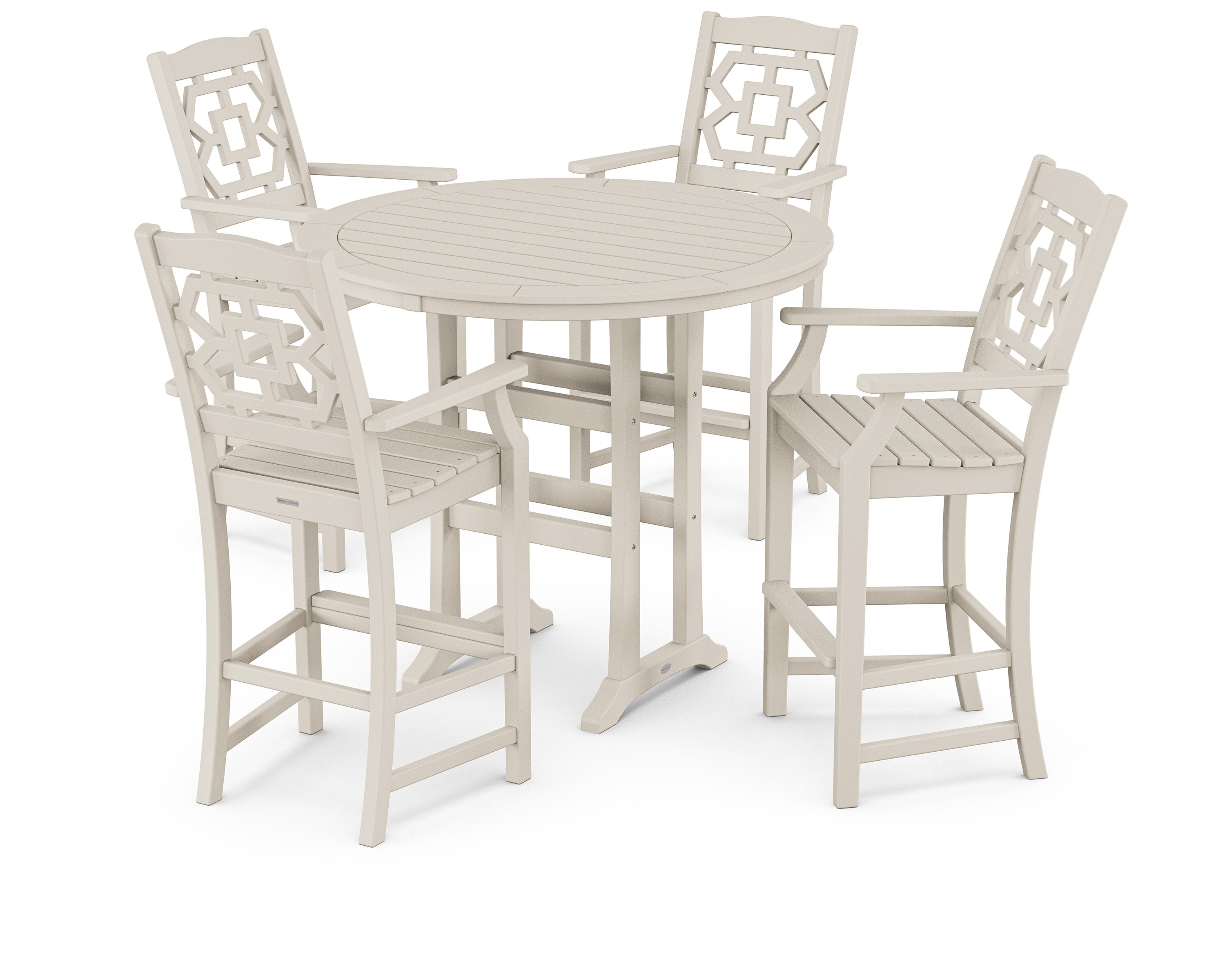 Chinoiserie 5-Piece Round Bar Set in Sand