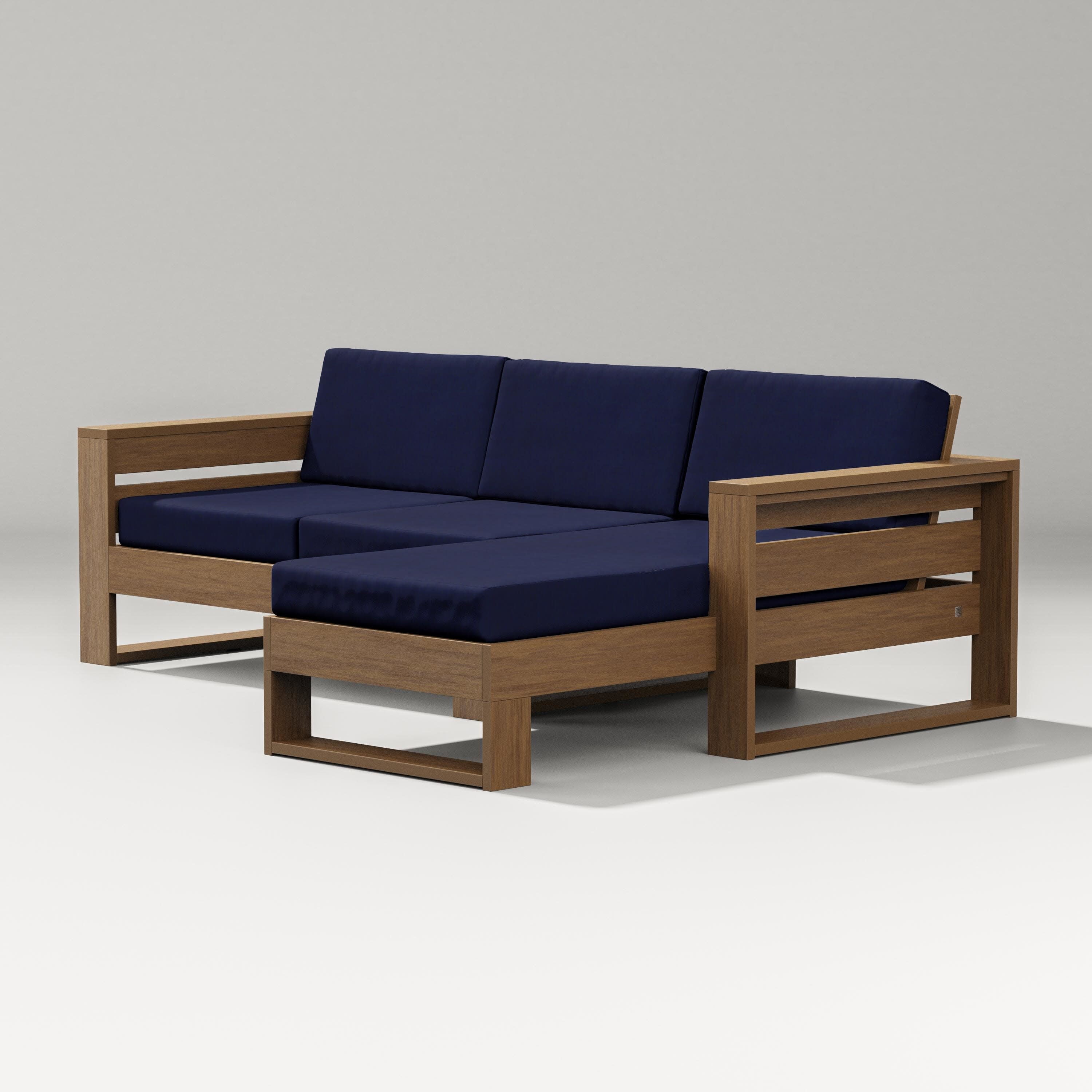 Latitude Right Chaise Sectional in Natural / Navy
