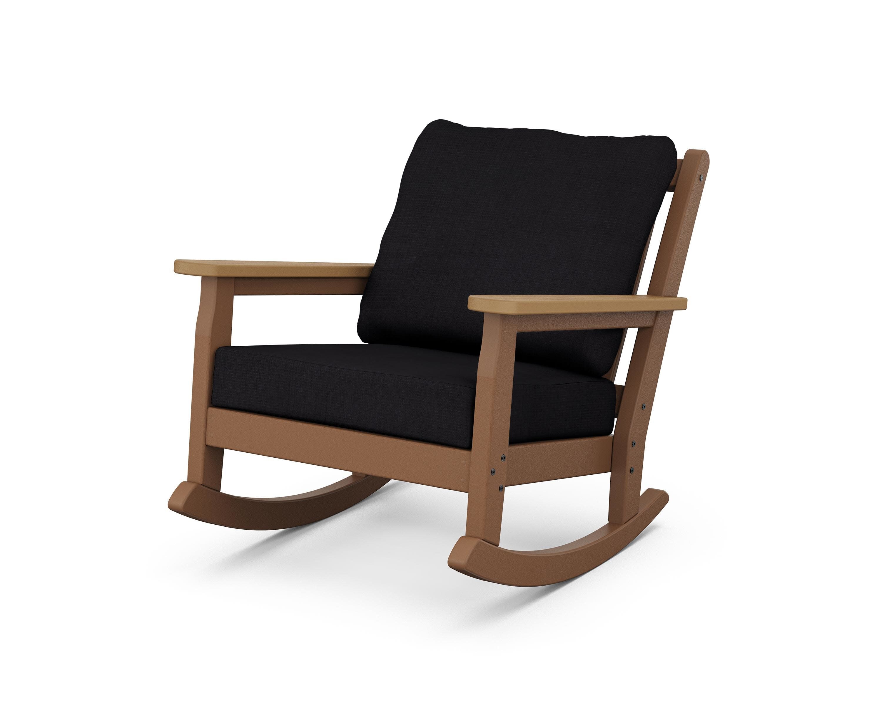 Chippendale Deep Seating Rocking Chair in Teak / Natural / Midnight Linen