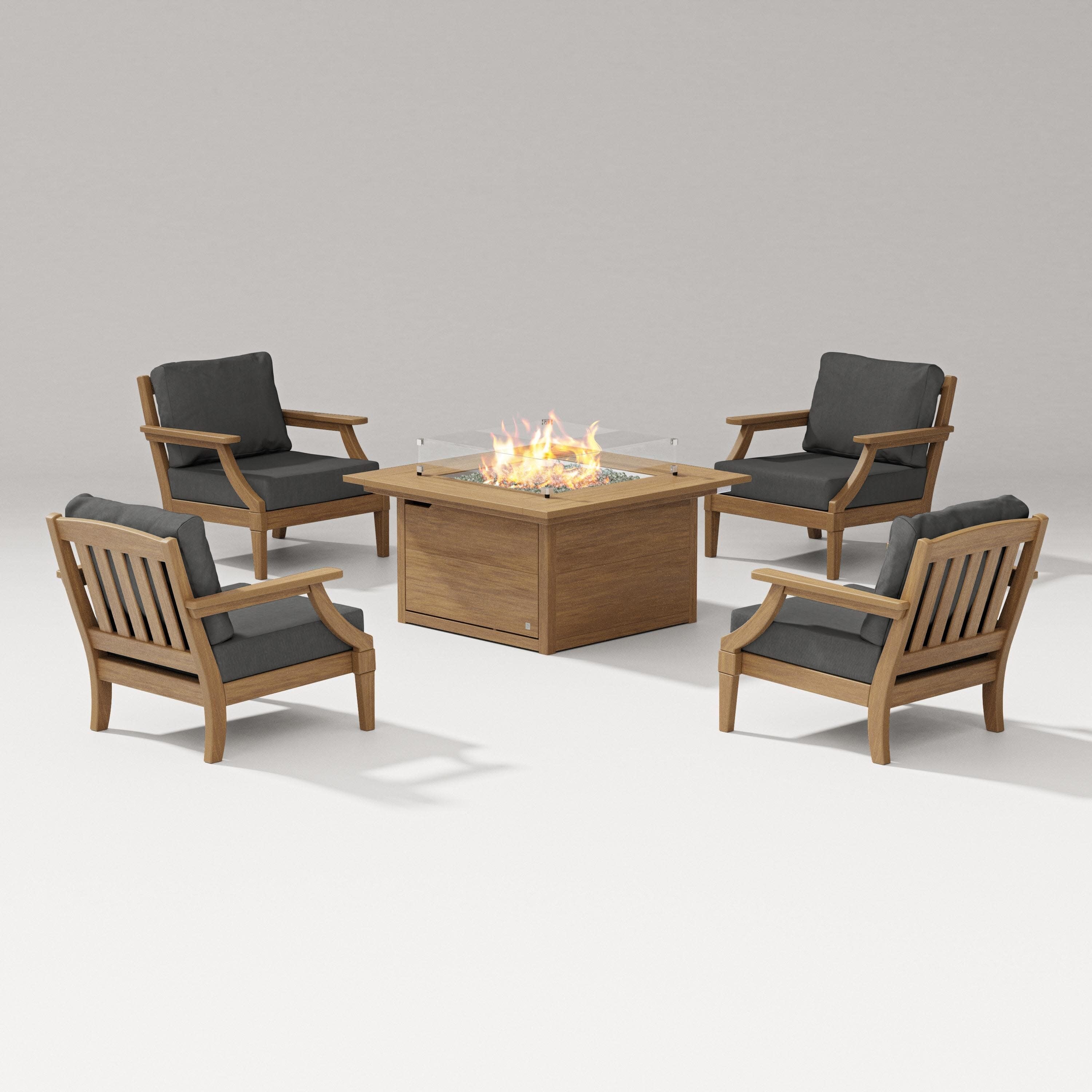Estate 5-Piece Lounge Fire Table Set in Natural / Spectrum Carbon