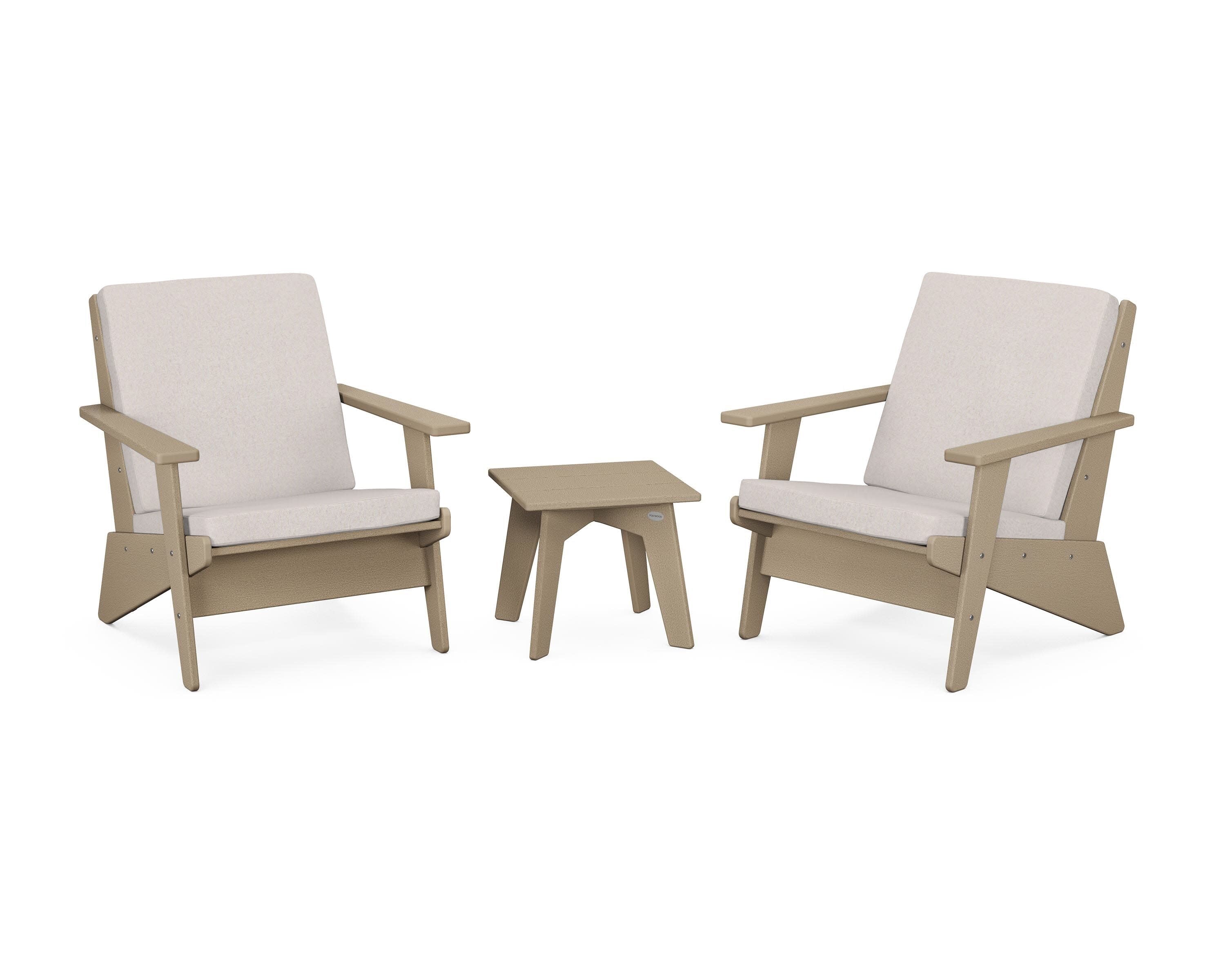 Riviera Modern Lounge 3-Piece Set in Vintage Sahara / Dune Burlap