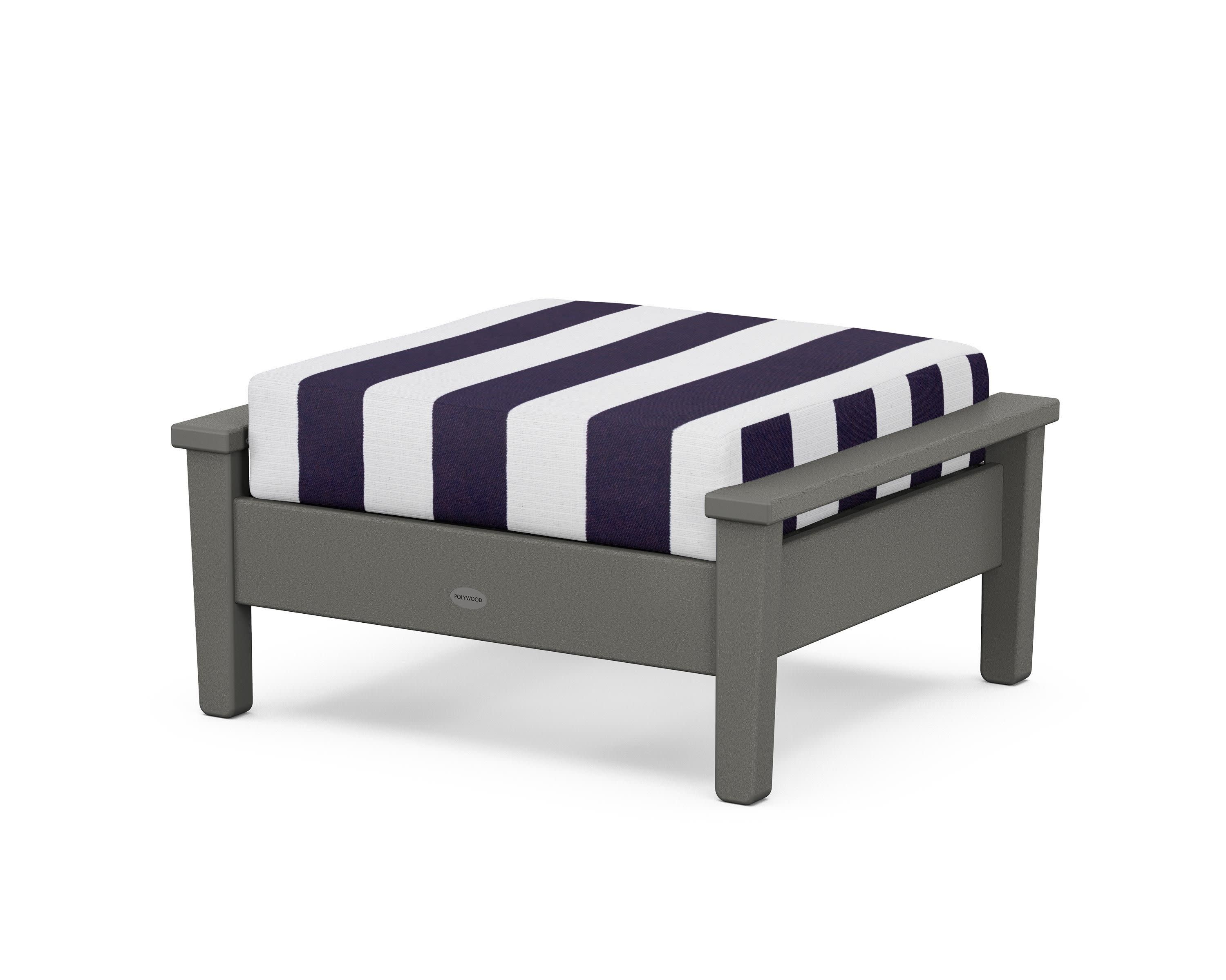 Prescott Deep Seating Ottoman in Slate Grey / Cabana Stripe Navy