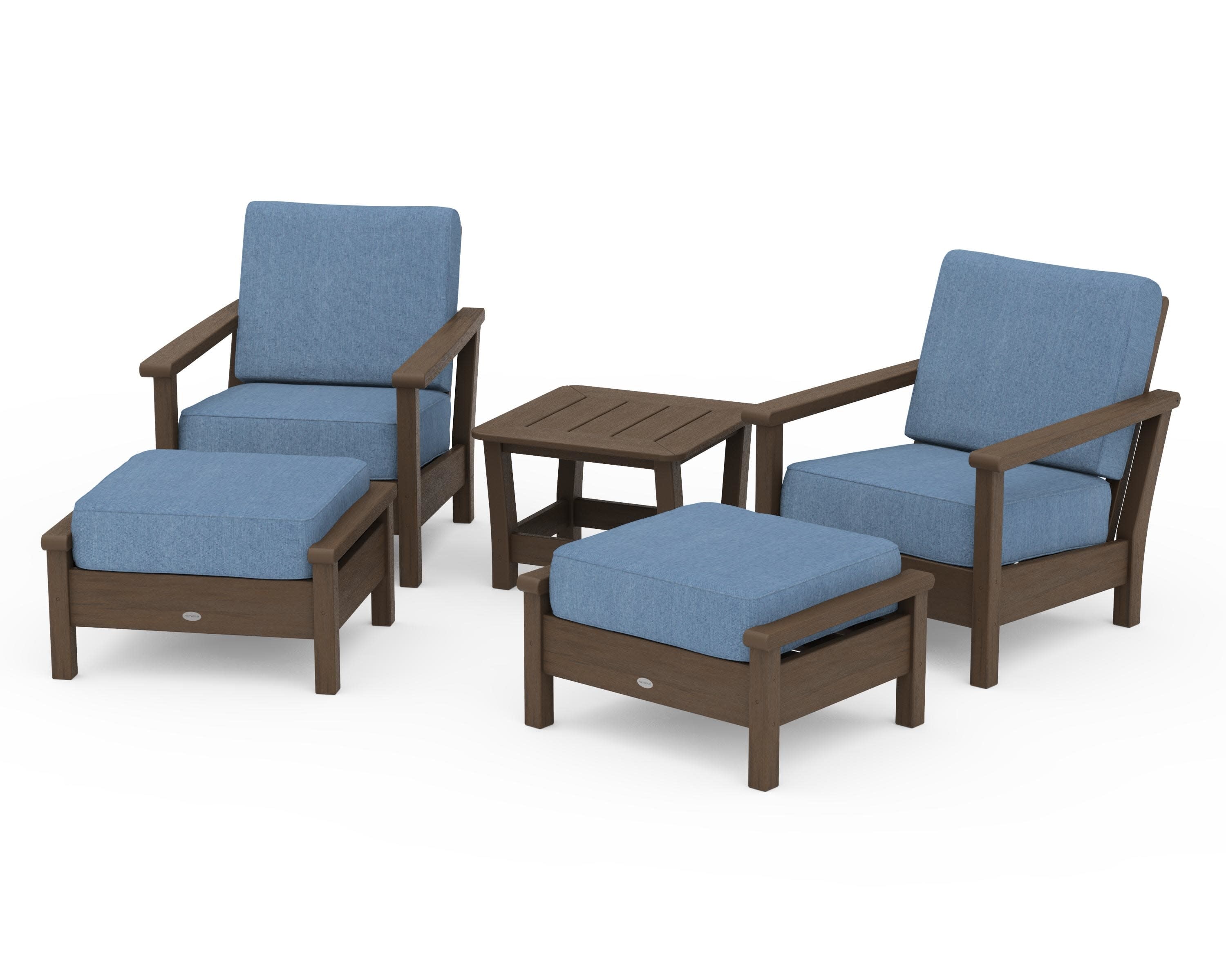 Harbour 5-Piece Deep Seating Chair Set in Kona / Sky Blue