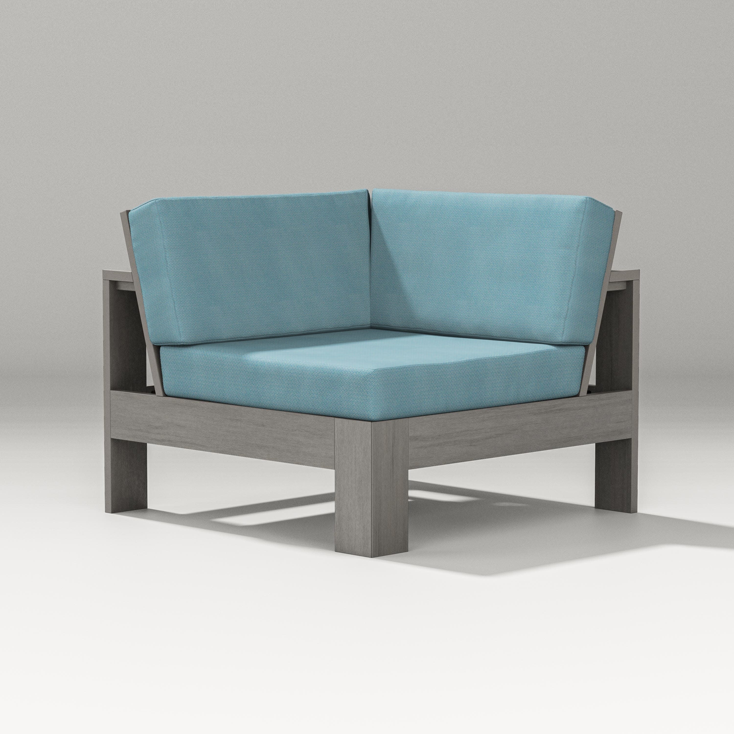Latitude Modular Corner Chair in Driftwood / Lattice Sky Blue