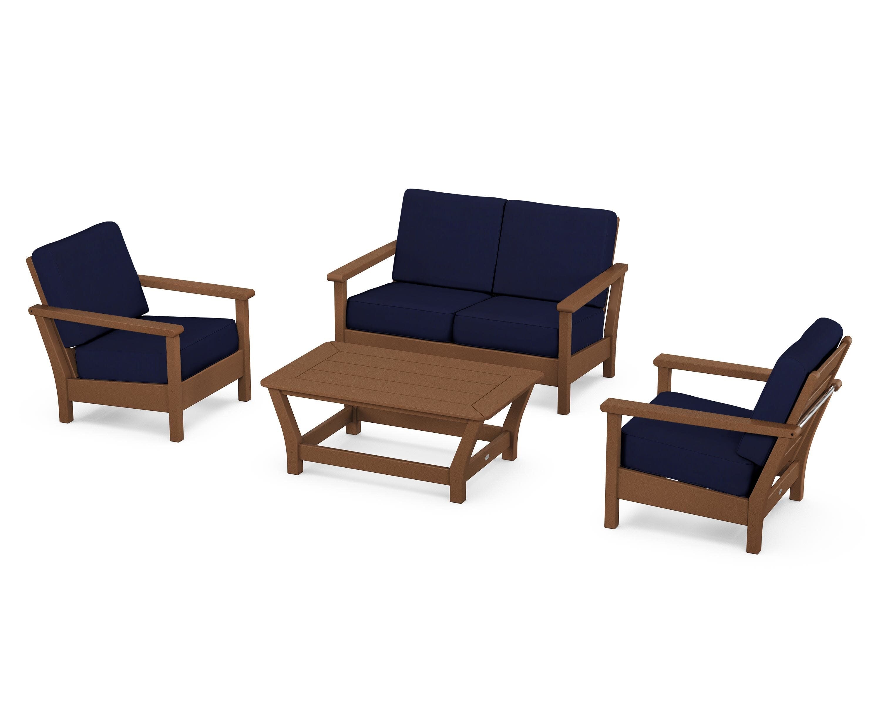 Harbour 4-Piece Deep Seating Set in Teak / Navy