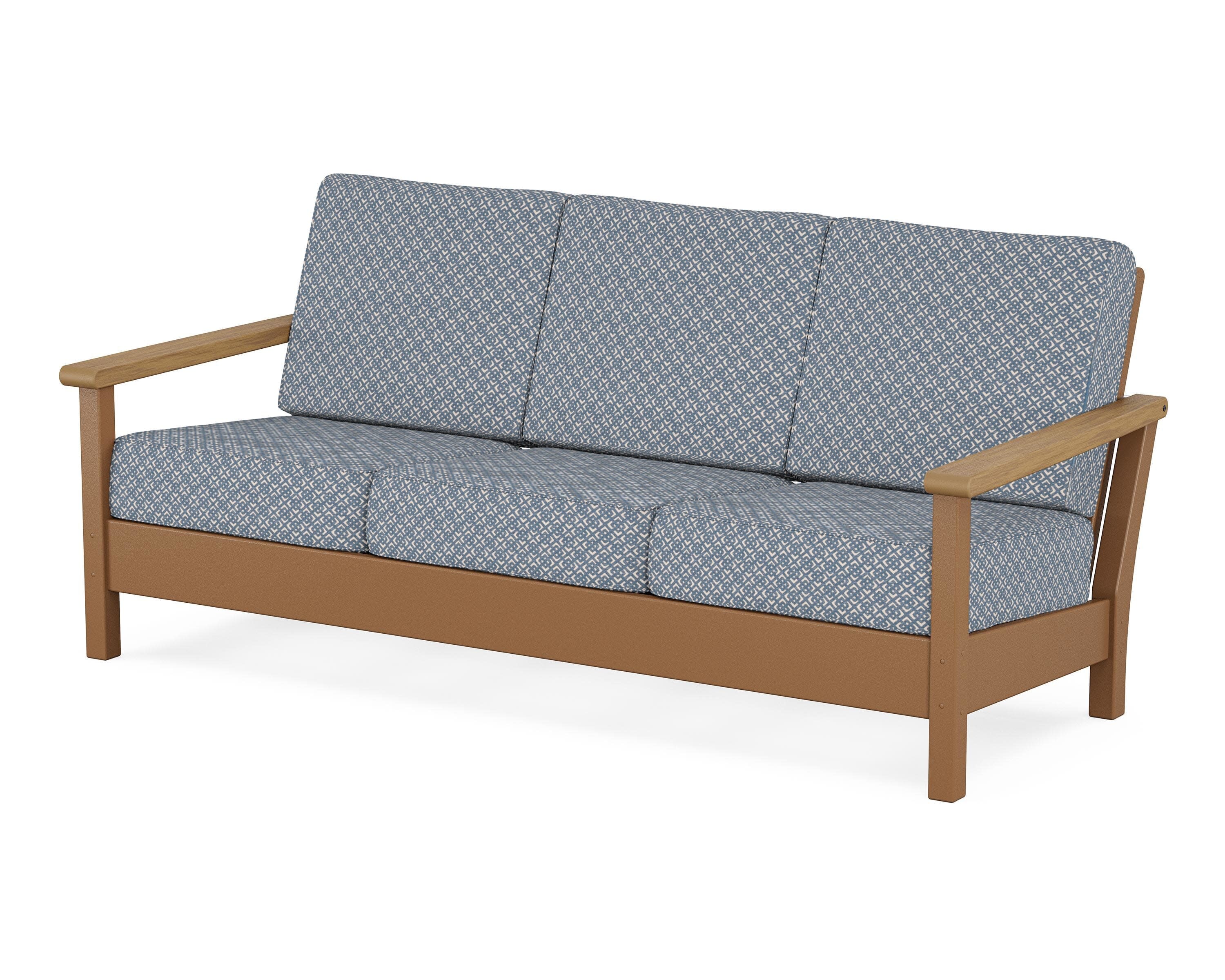 Harbour Deep Seating Sofa in Teak / Natural / Hopscotch