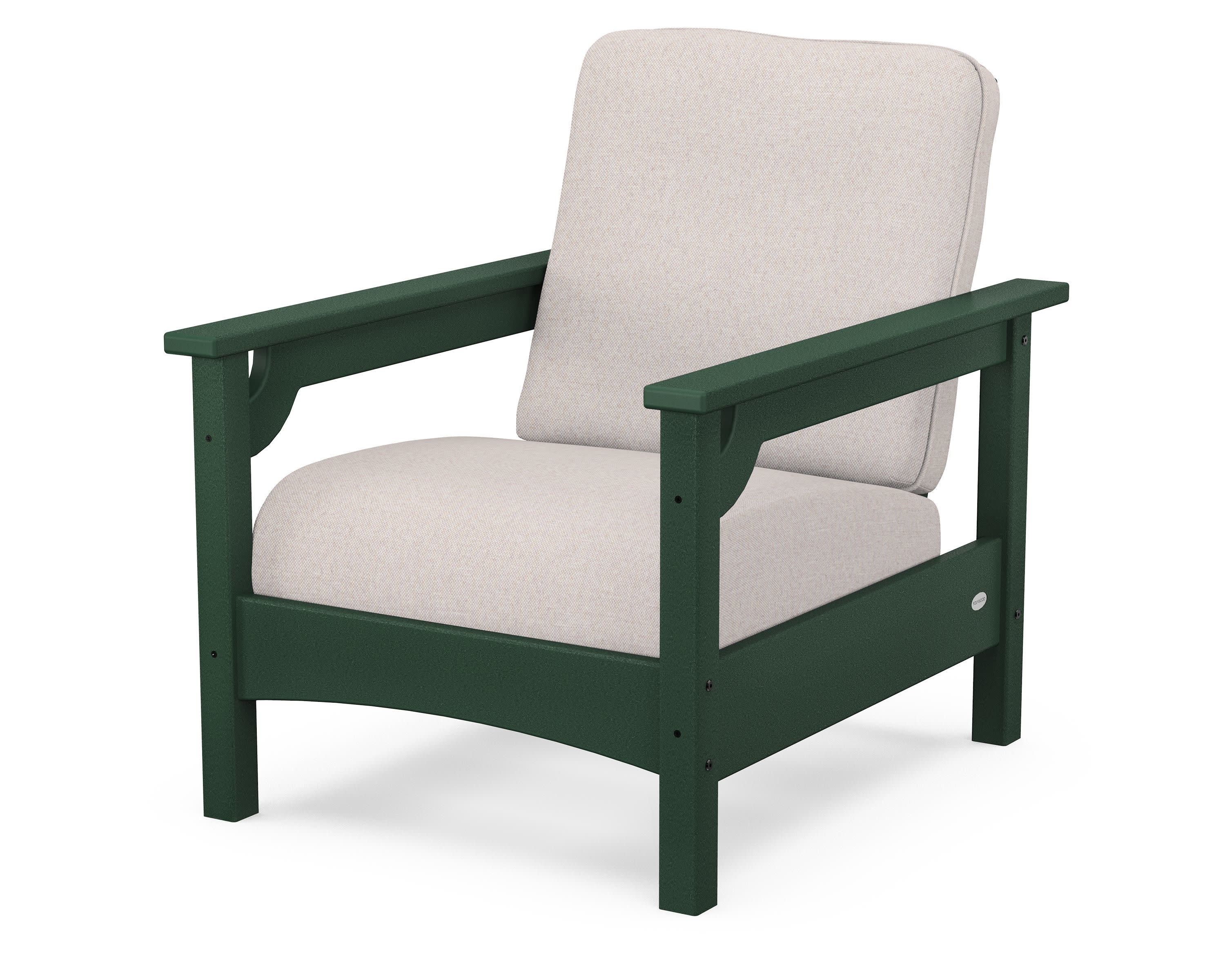 Club Chair in Green / Dune Burlap