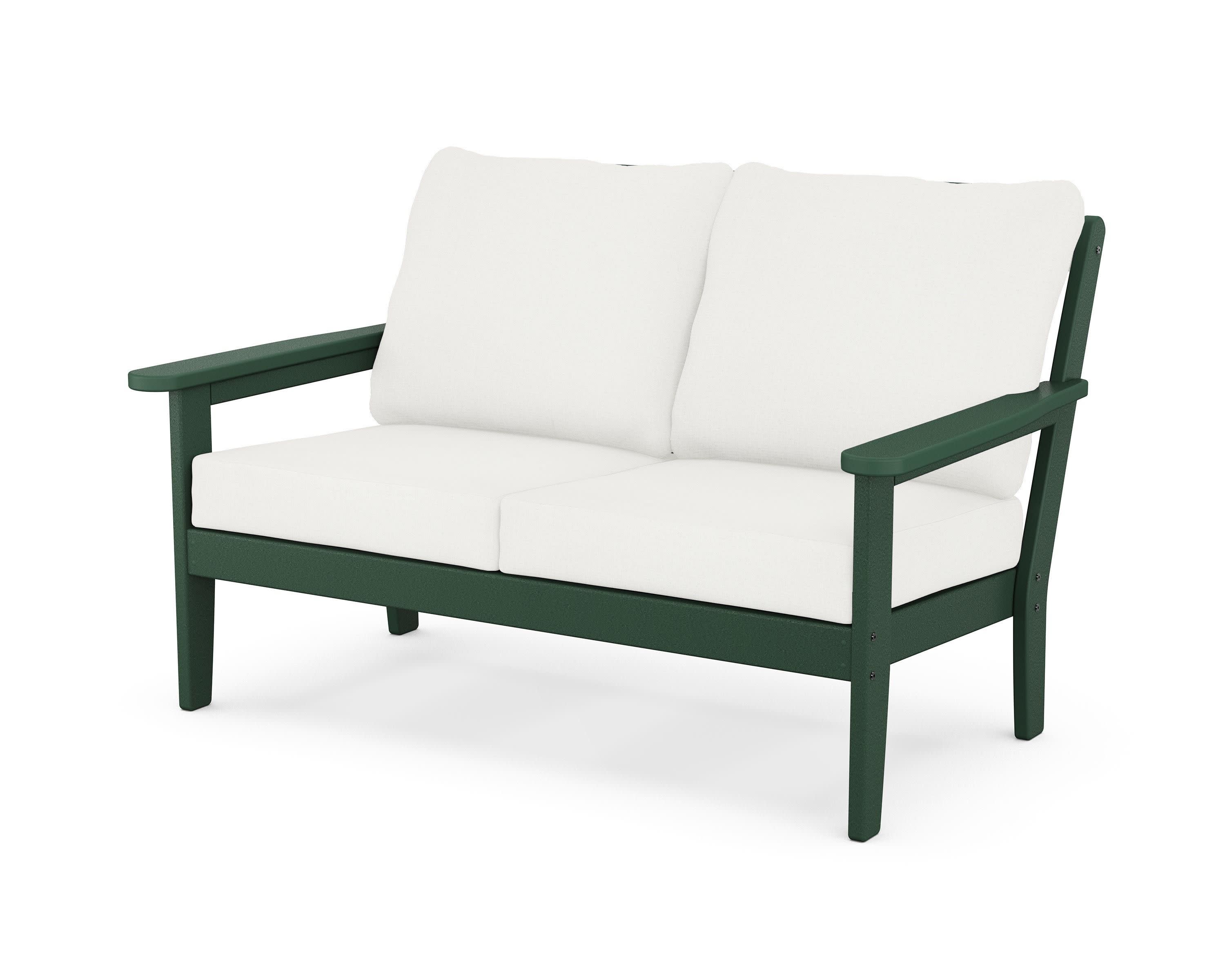 Cottage Deep Seating Loveseat in Green / Natural Linen