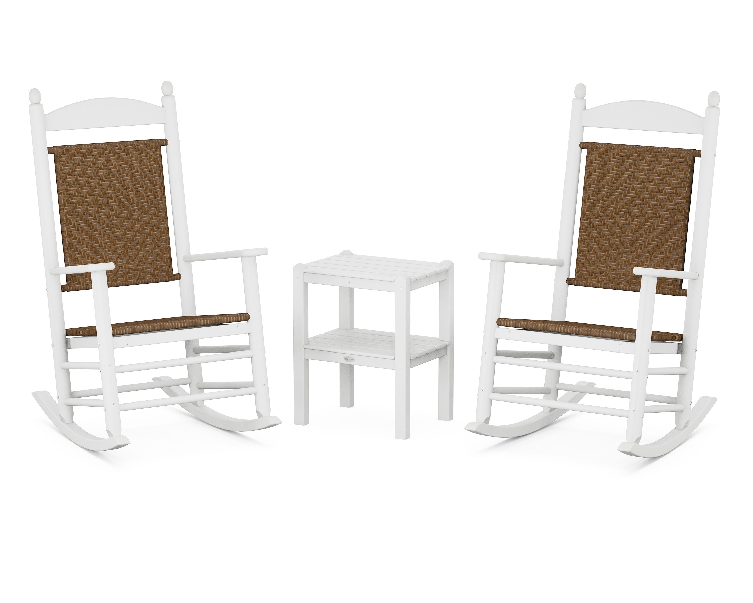 Jefferson 3-Piece Woven Rocker Set in White / Tigerwood