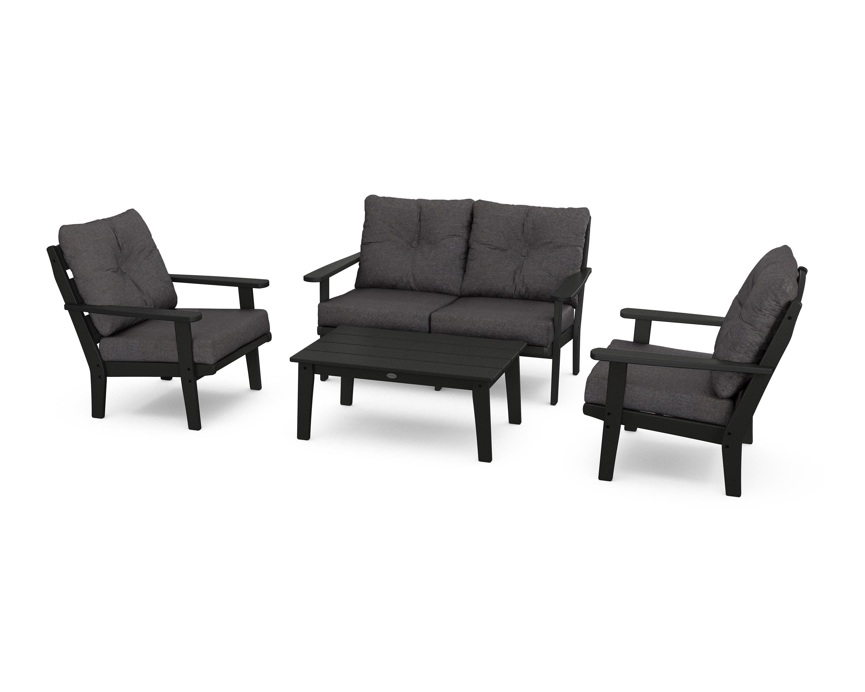 Lakeside 4-Piece Deep Seating Set in Black / Ash Charcoal