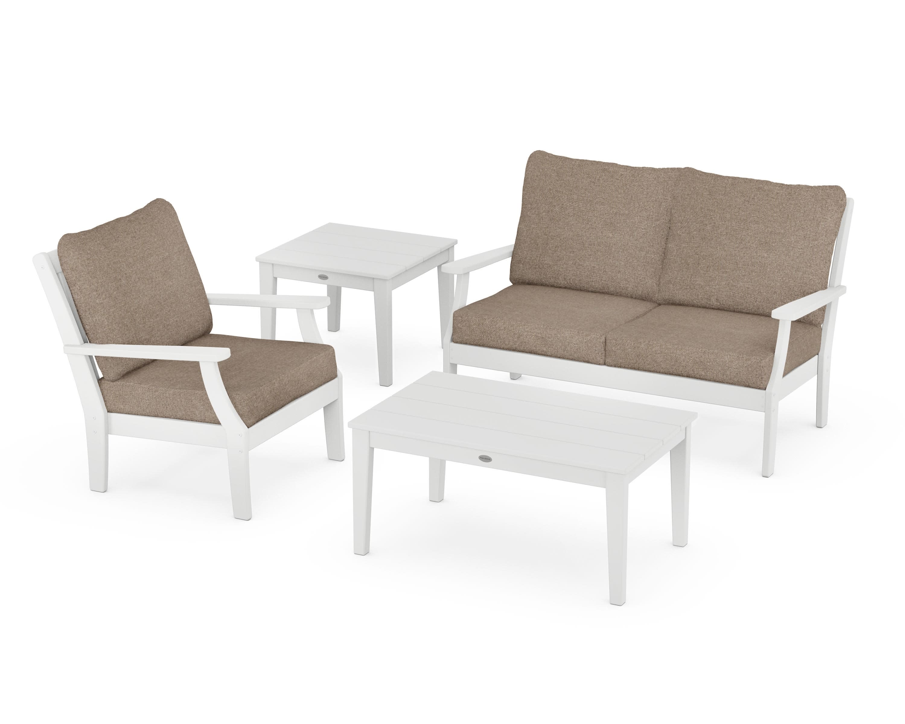 Braxton 4-Piece Deep Seating Set in White / Spiced Burlap